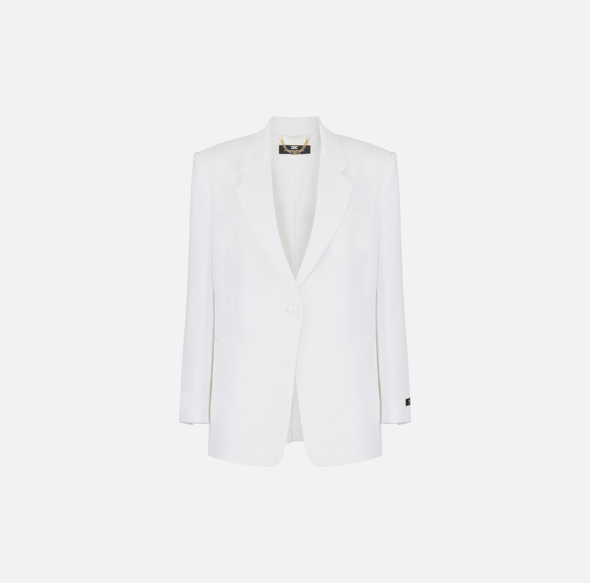 Jacket in crêpe fabric with logo label - Elisabetta Franchi® Outlet