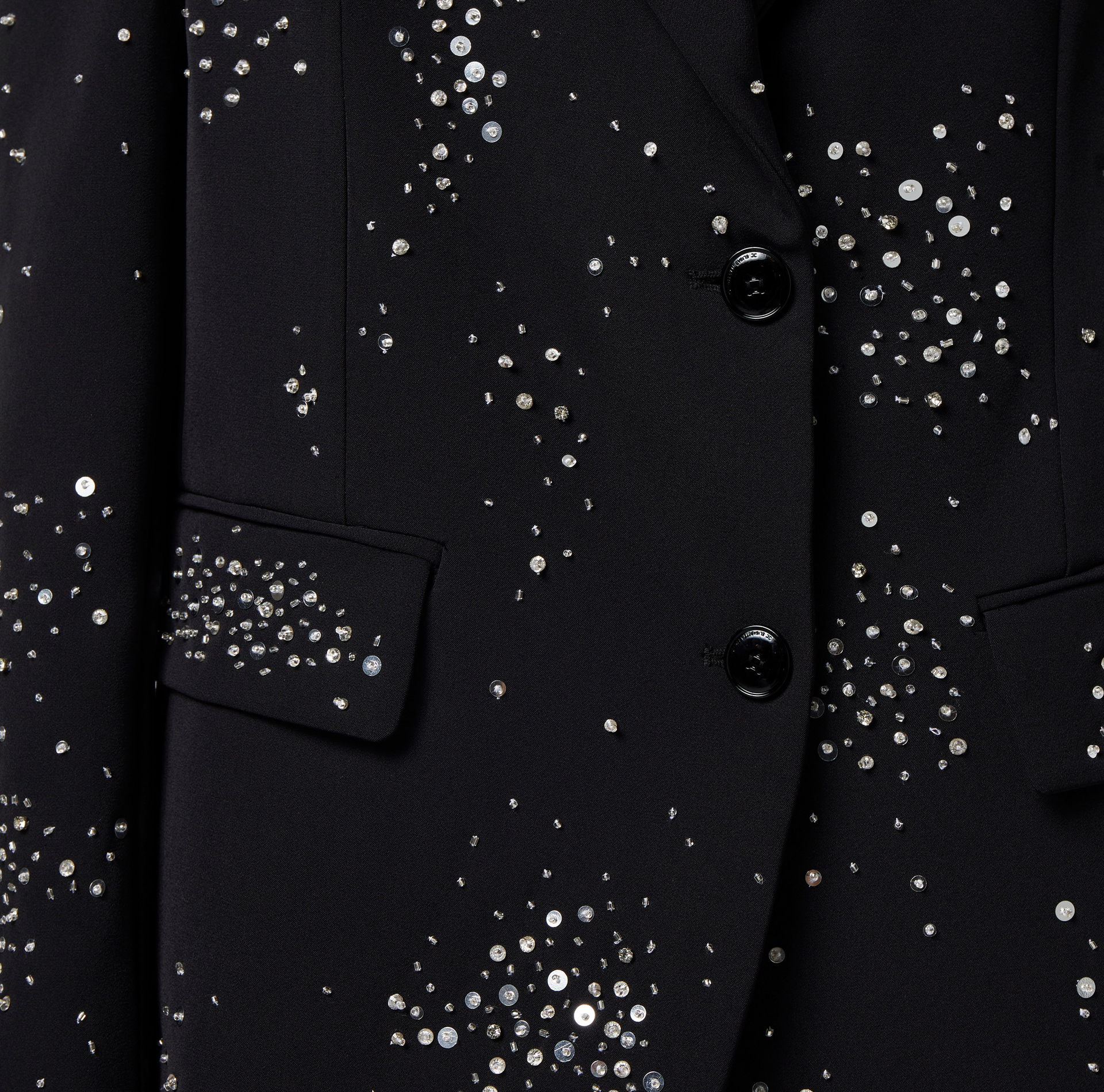 Crêpe jacket with rhinestone embroidery - Elisabetta Franchi® Outlet