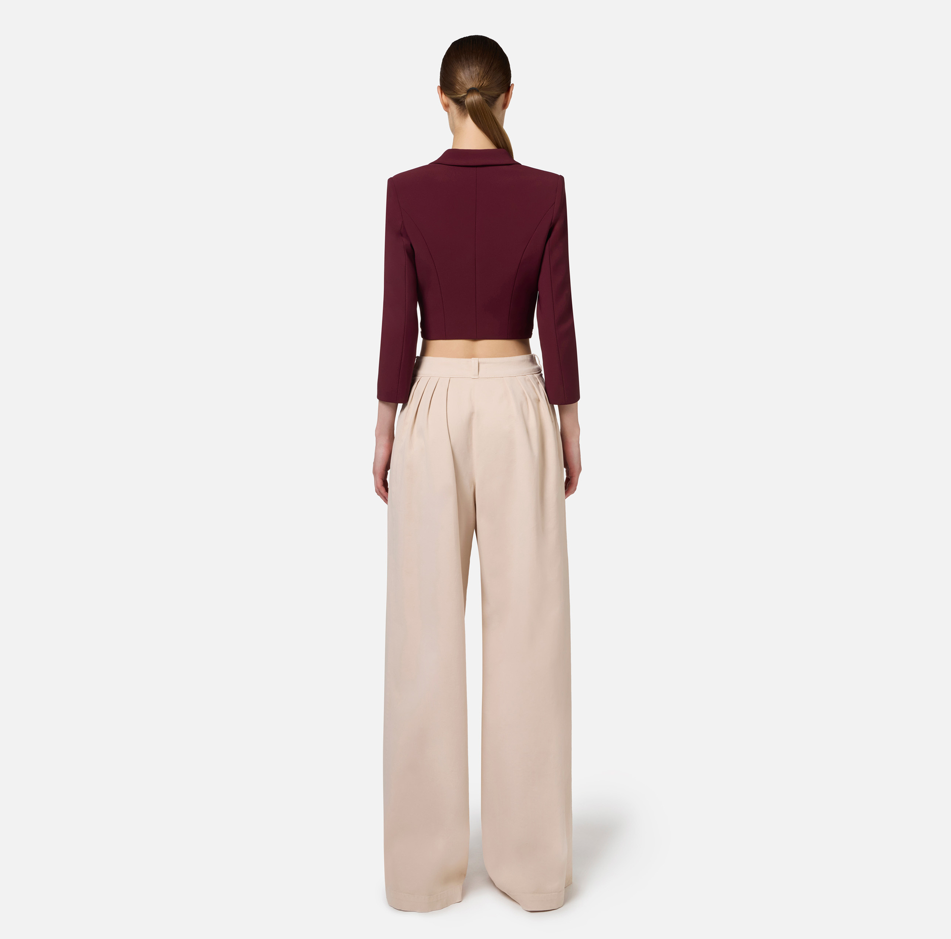 Cropped-Jacke aus Stretch-Crêpe mit Reißverschluss | Elisabetta Franchi® Outlet