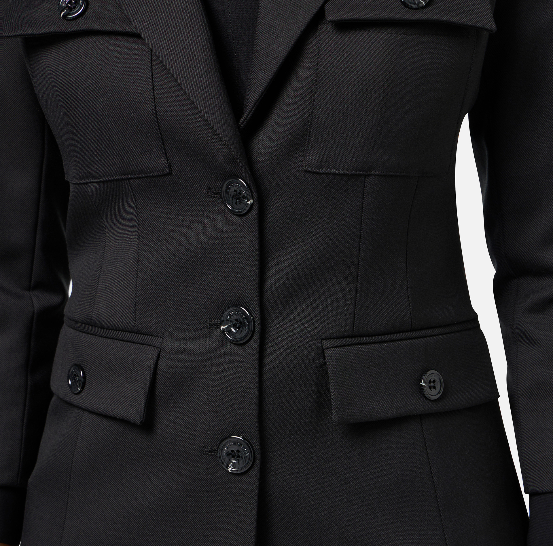 Veste à simple boutonnage en laine froide avec poches - Elisabetta Franchi® Outlet