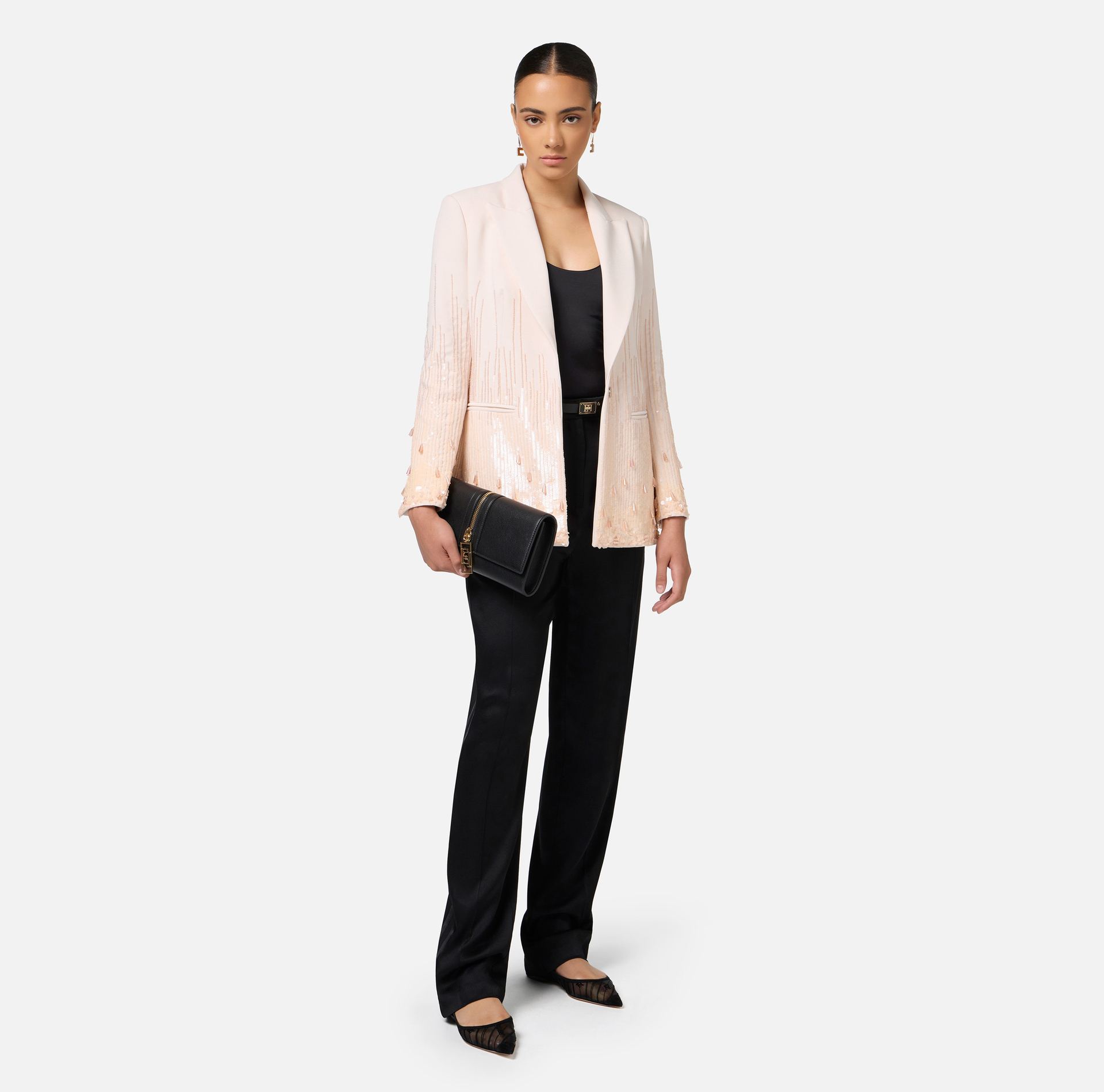 Jumpsuit in crêpe embroidered with sequins | Elisabetta Franchi® Outlet