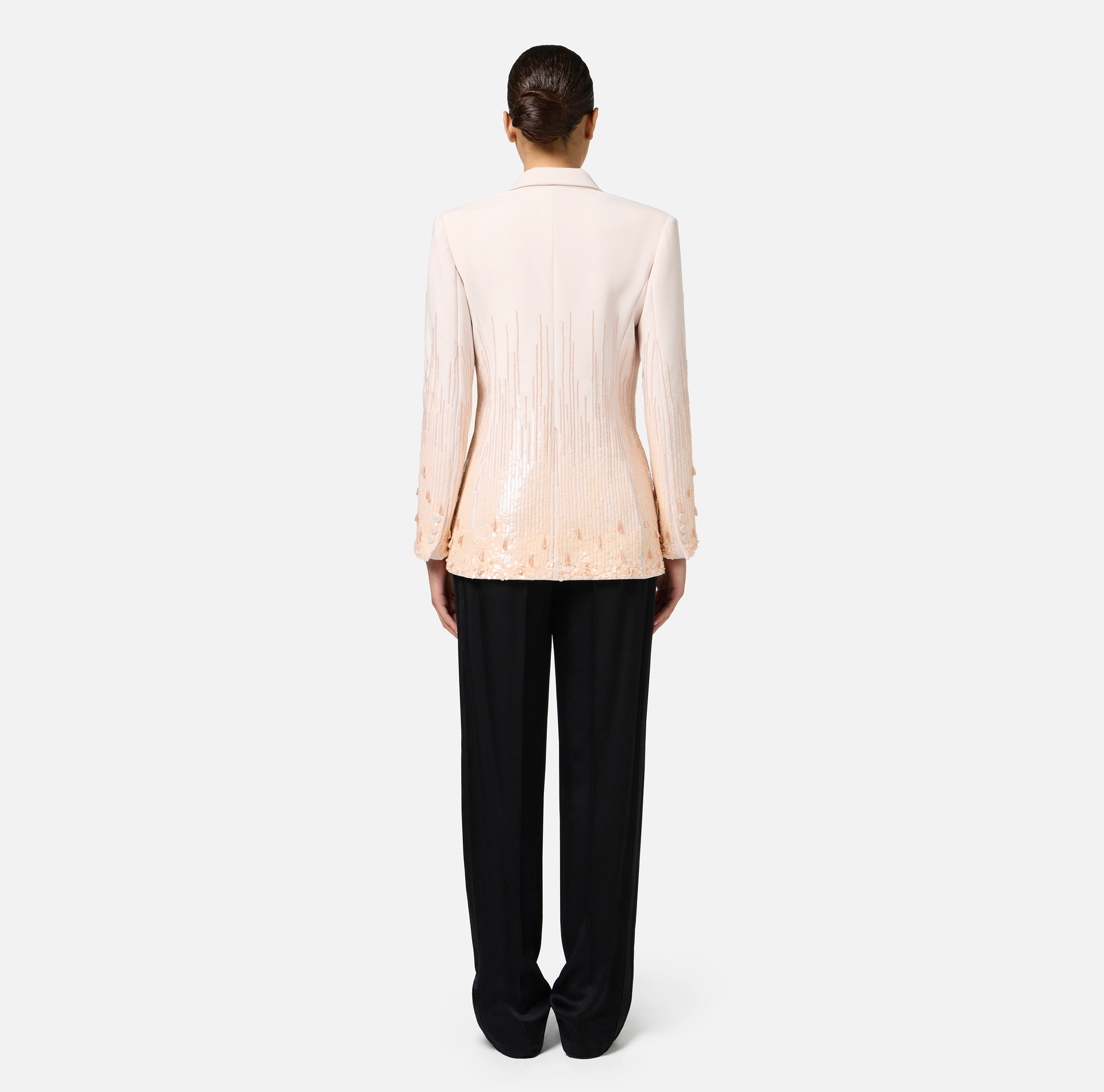 Giacca in crêpe ricamato con paillettes | Elisabetta Franchi® Outlet