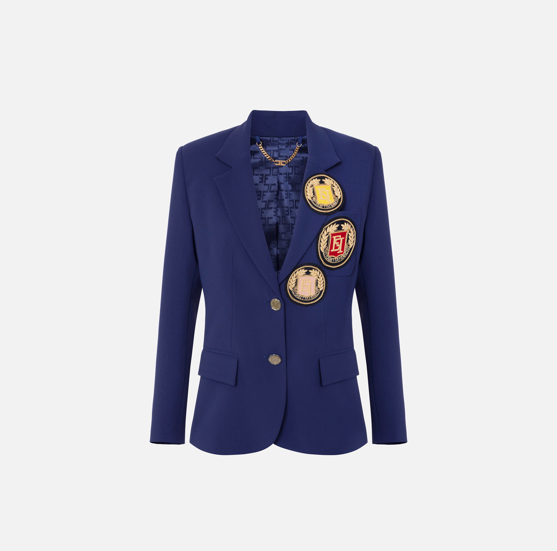 Crêpe jacket with patch | Elisabetta Franchi® Outlet