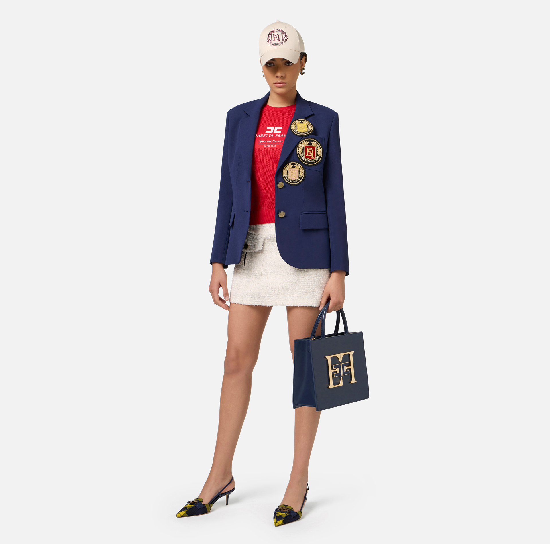Crêpe jacket with patch | Elisabetta Franchi® Outlet