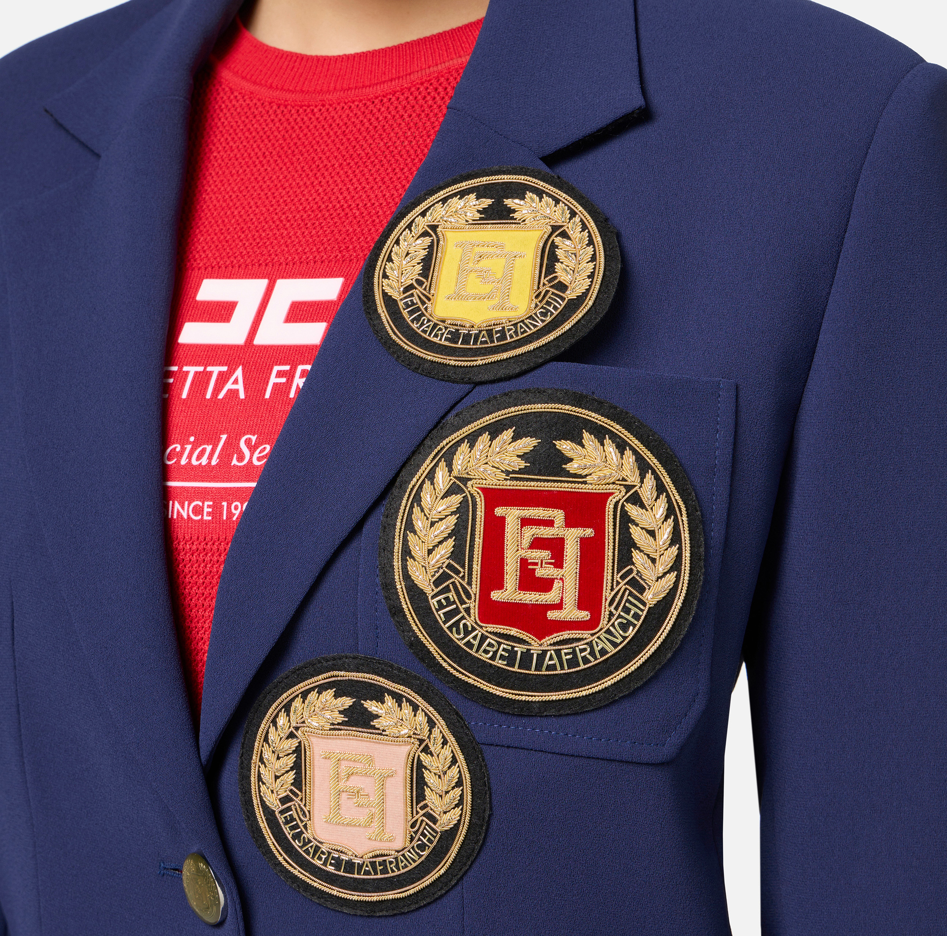 Crêpe jacket with patch | Elisabetta Franchi® Outlet
