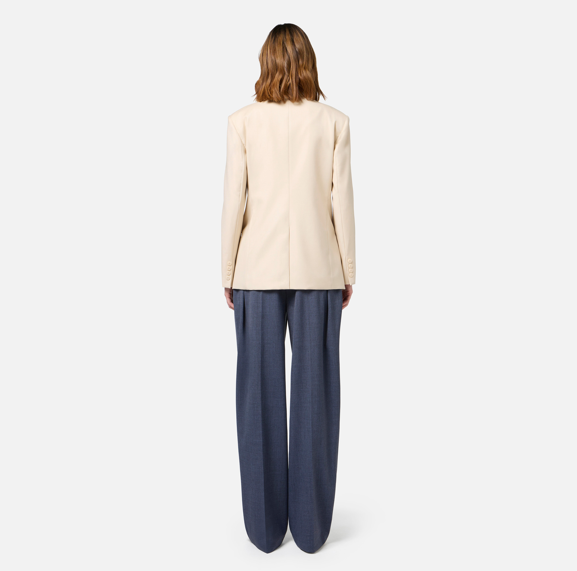 Giacca doppiopetto in fresco di lana con patch - Elisabetta Franchi® Outlet