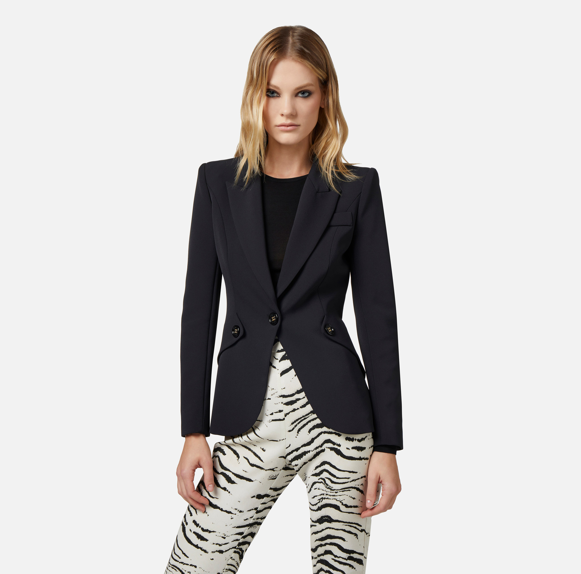 Giacca in doppio crêpe con patte - Elisabetta Franchi® Outlet