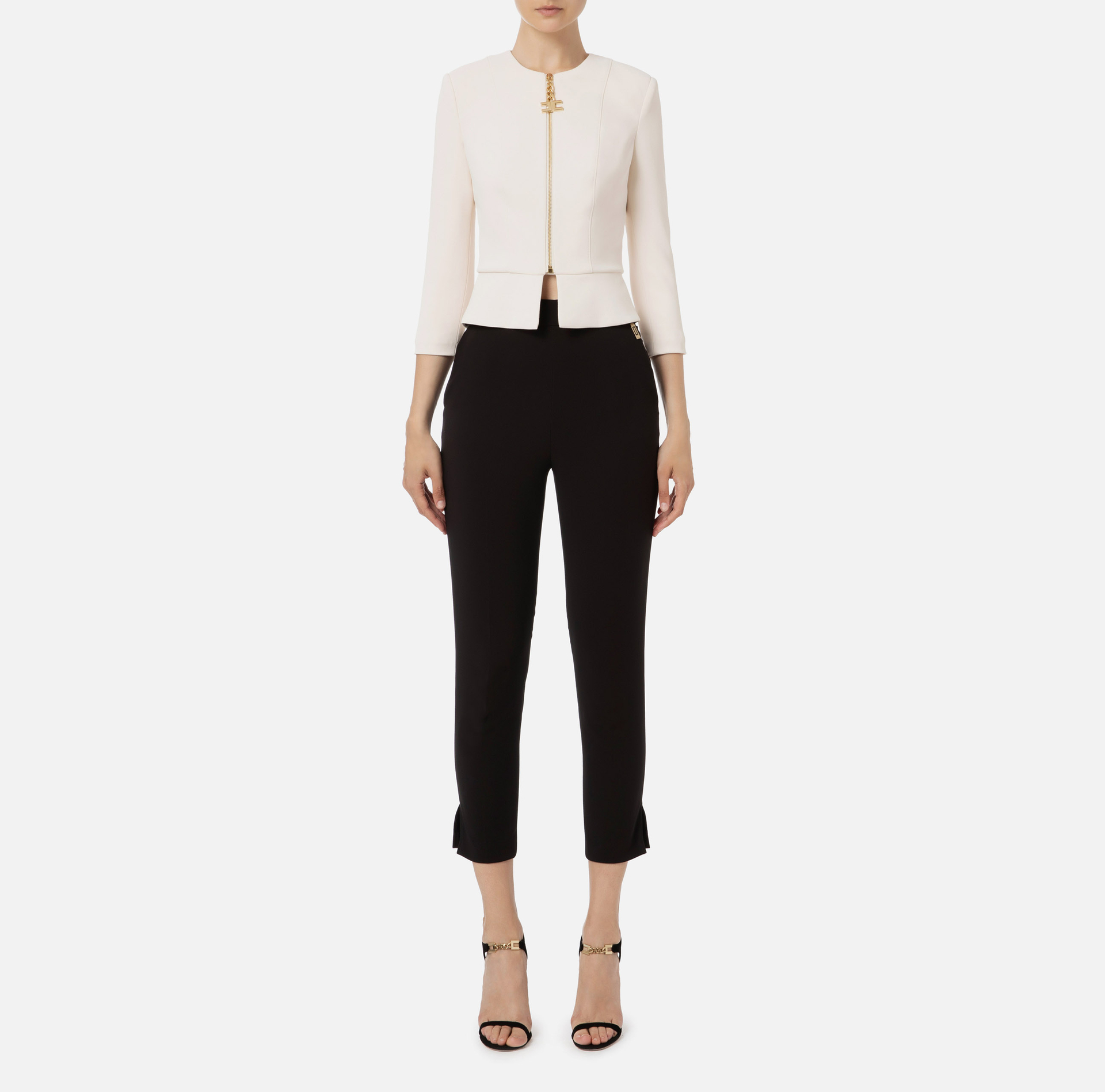 Giacca in doppio crepe con maxi tiretto - Elisabetta Franchi® Outlet