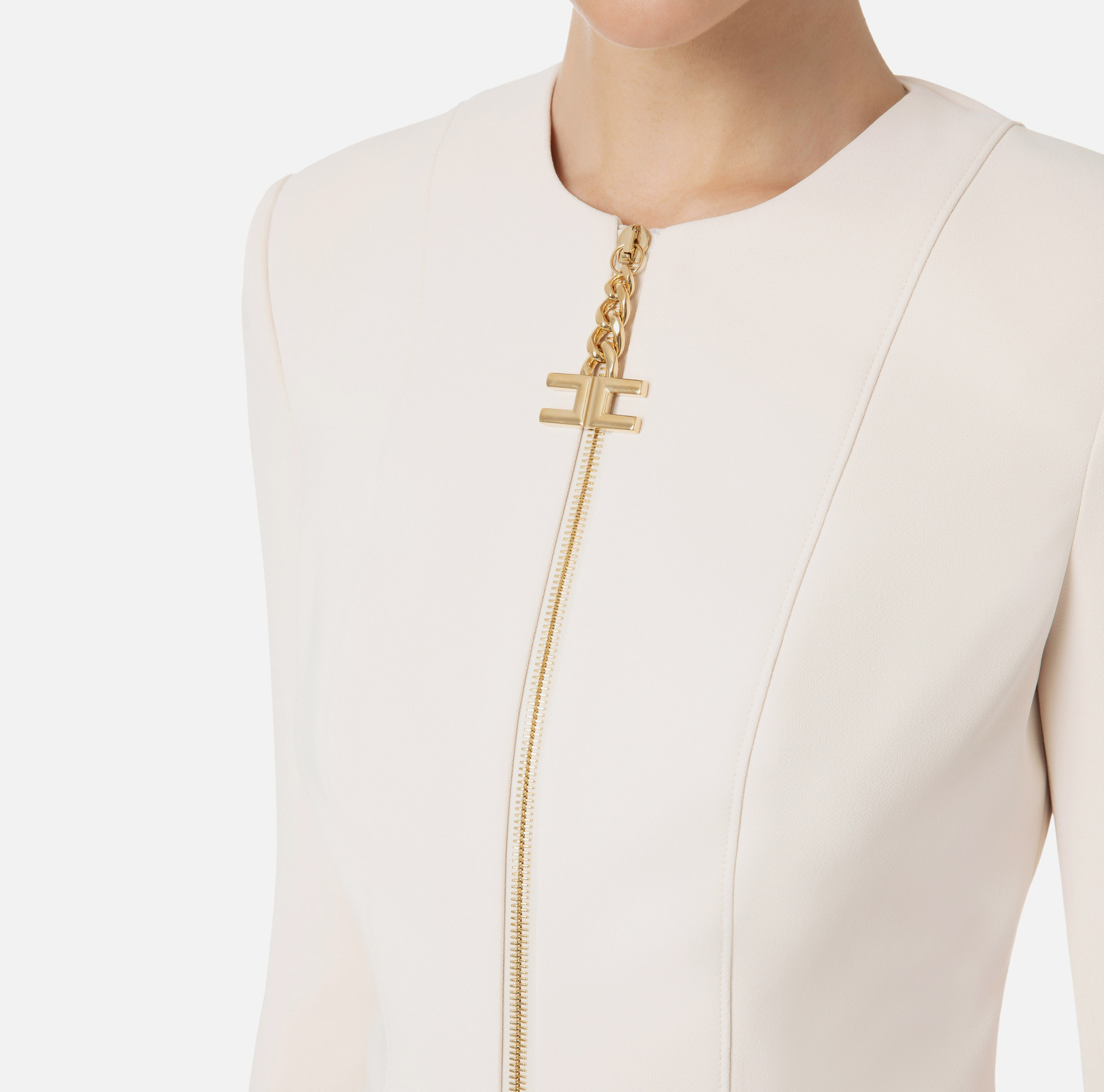 Giacca in doppio crepe con maxi tiretto - Elisabetta Franchi® Outlet