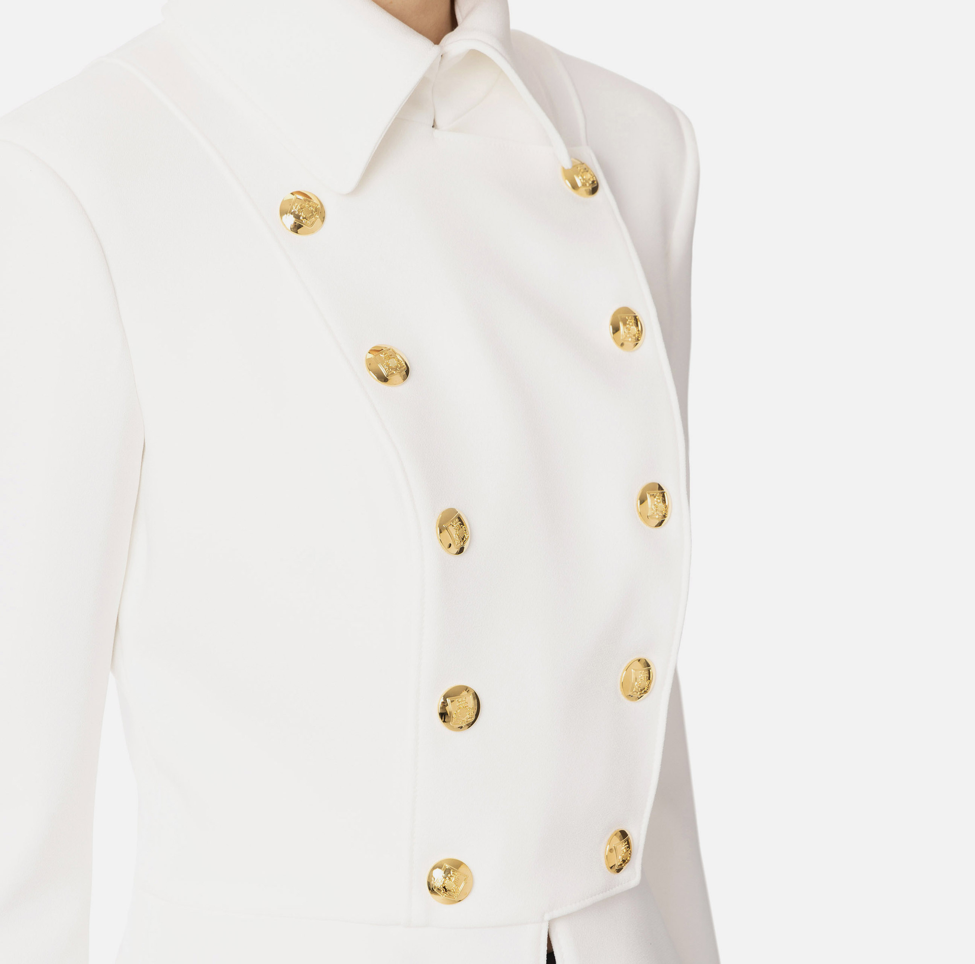 Crepe jacket with gold buttons - Elisabetta Franchi® Outlet