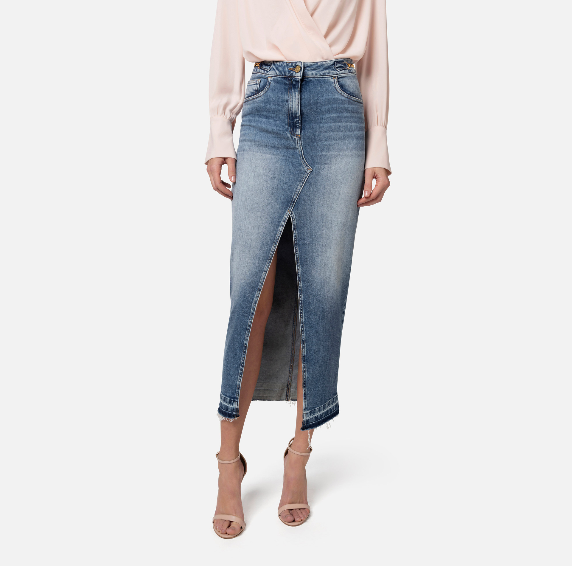 Longue jupe en denim - Elisabetta Franchi® Outlet