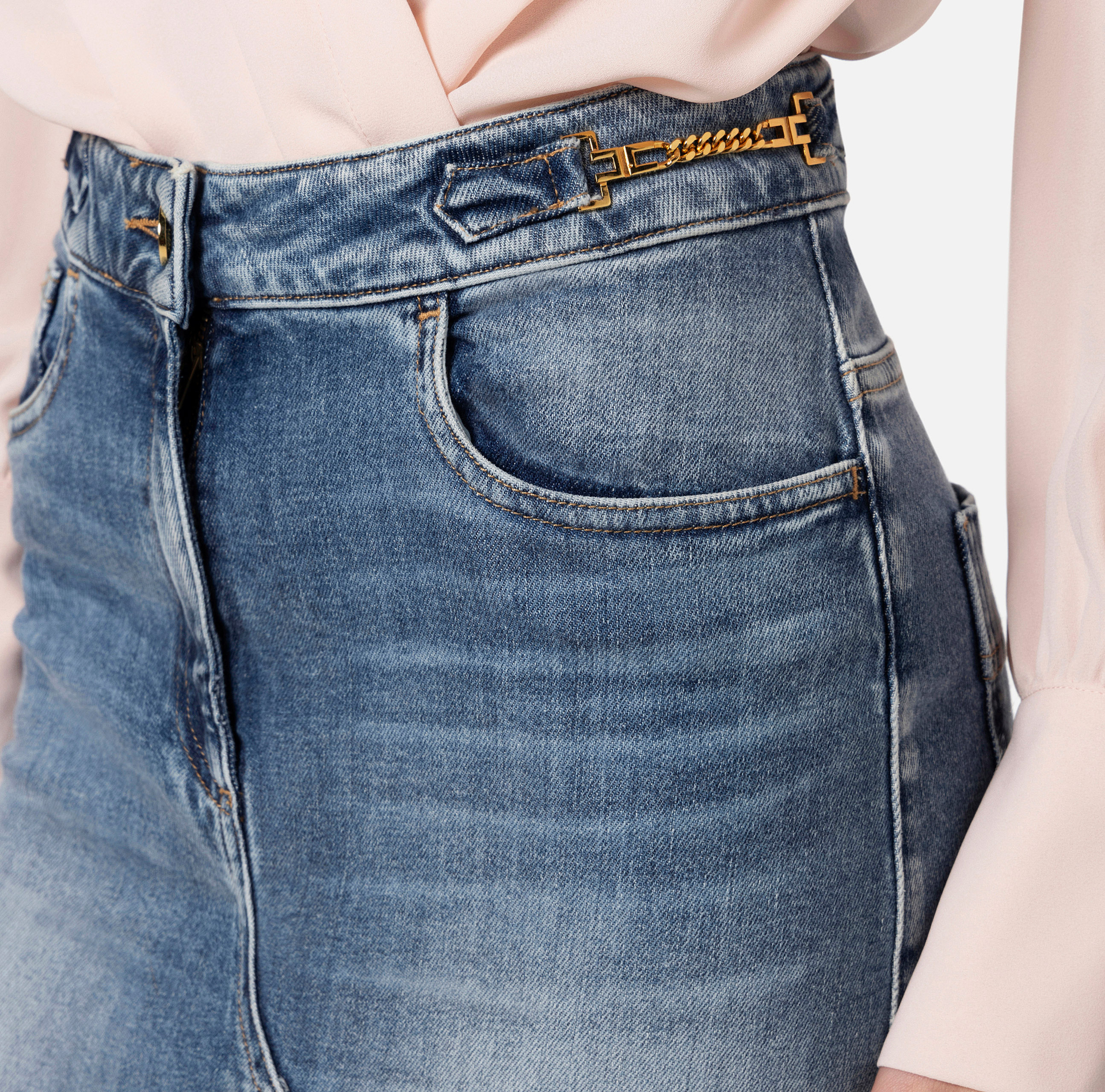 Longue jupe en denim - Elisabetta Franchi® Outlet