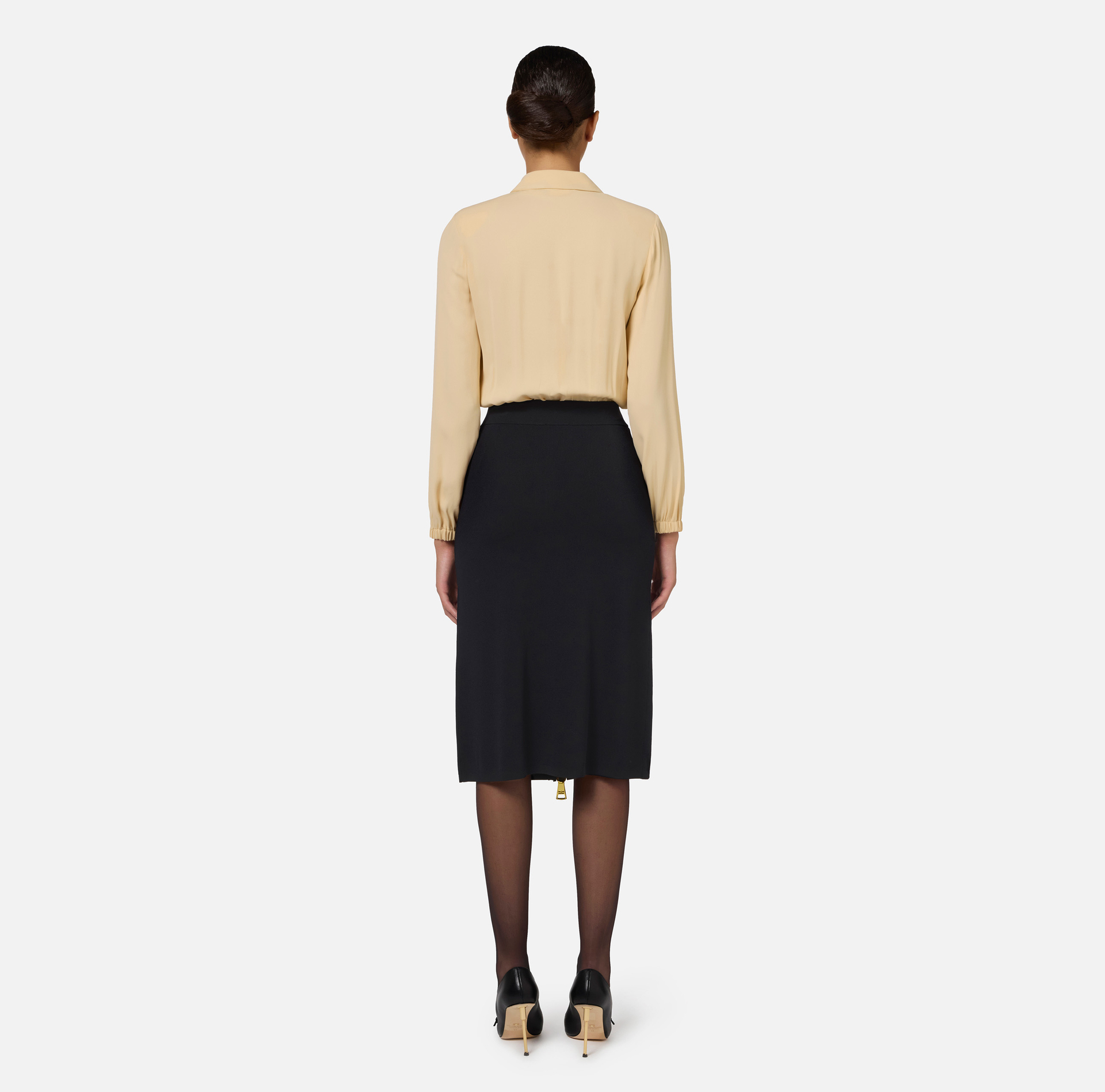 Viscose midi skirt with zip | Elisabetta Franchi® Outlet