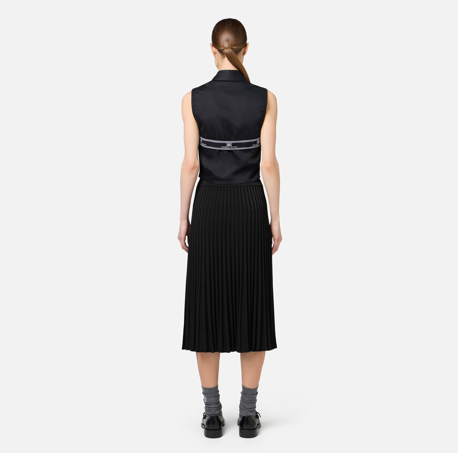 Jupe mi-mollet en viscose effet plissé - Elisabetta Franchi® Outlet