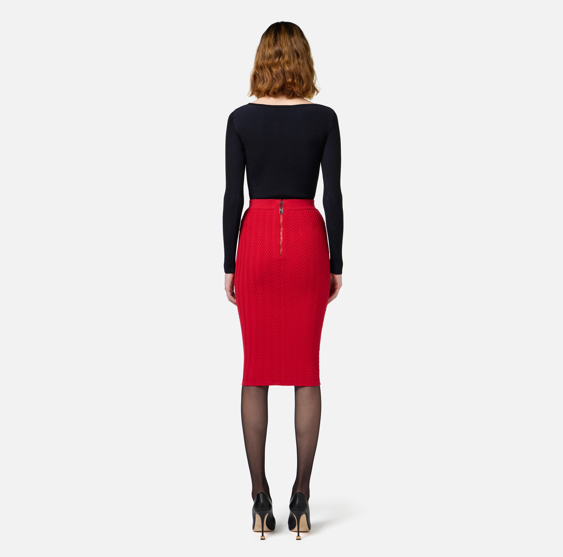 Gonna midi in viscosa con catena | Elisabetta Franchi® Outlet
