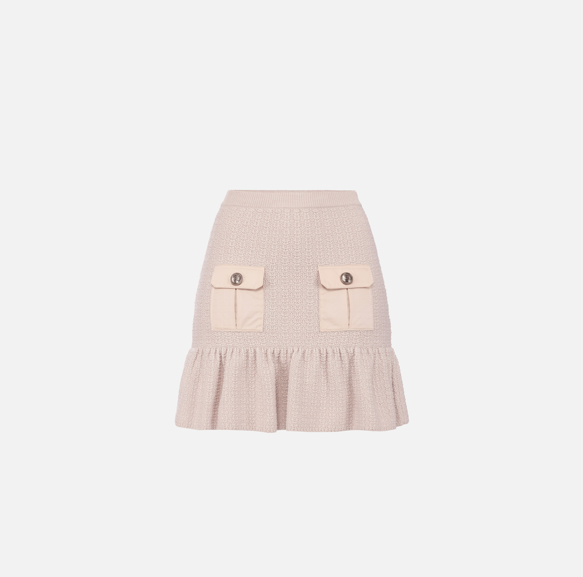 Minirock aus Bouclé-Wolle mit Taschen aus technischem Segeltuch | Elisabetta Franchi® Outlet