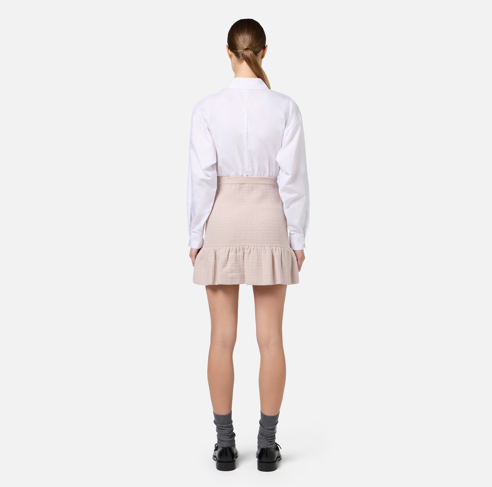 Minirock aus Bouclé-Wolle mit Taschen aus technischem Segeltuch | Elisabetta Franchi® Outlet