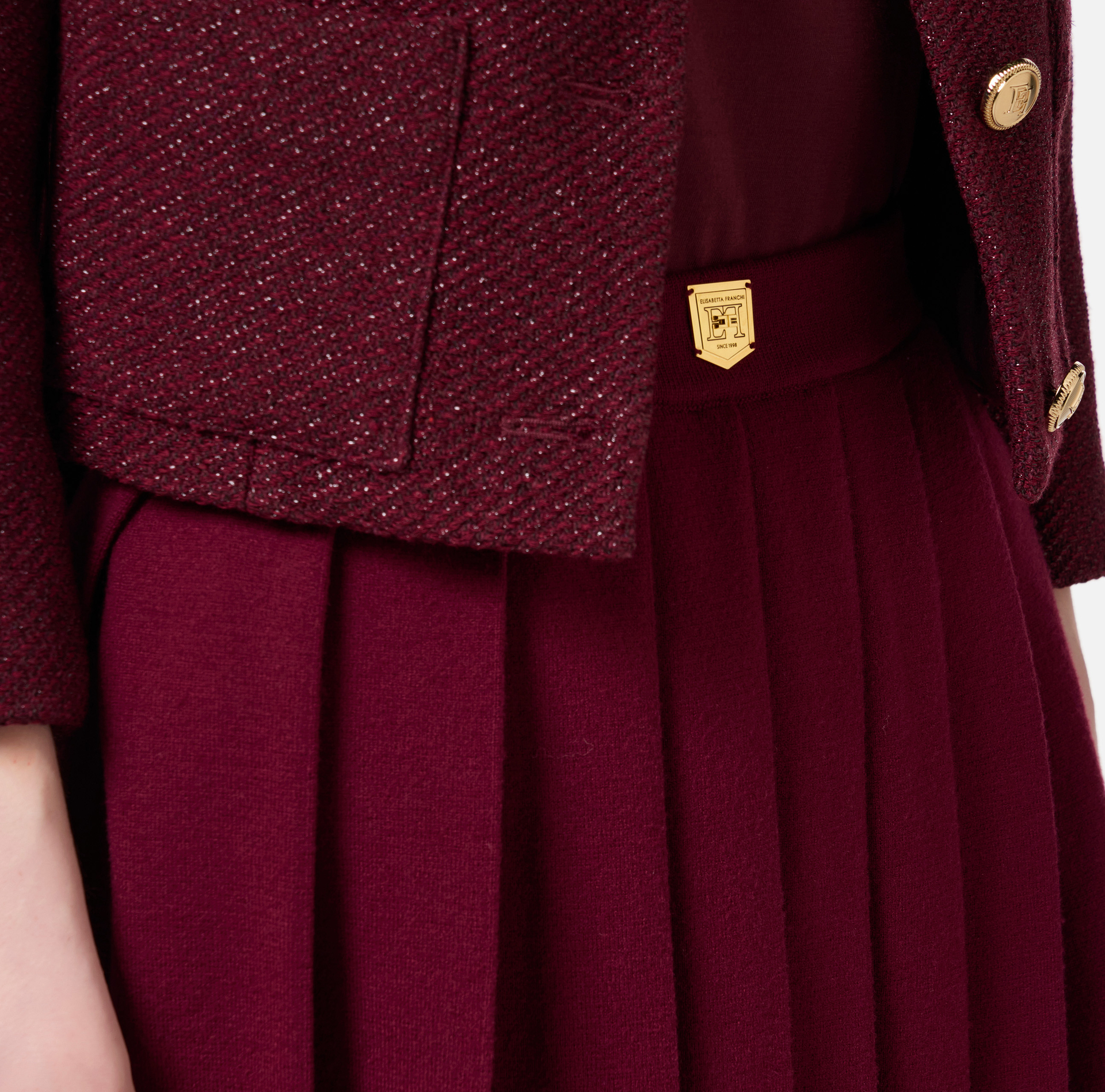 Minigonna in viscosa a pieghe tipo college | Elisabetta Franchi® Outlet