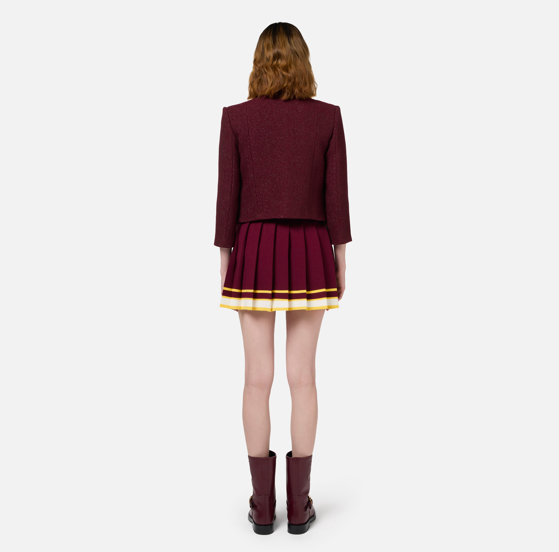Minigonna in viscosa a pieghe tipo college | Elisabetta Franchi® Outlet