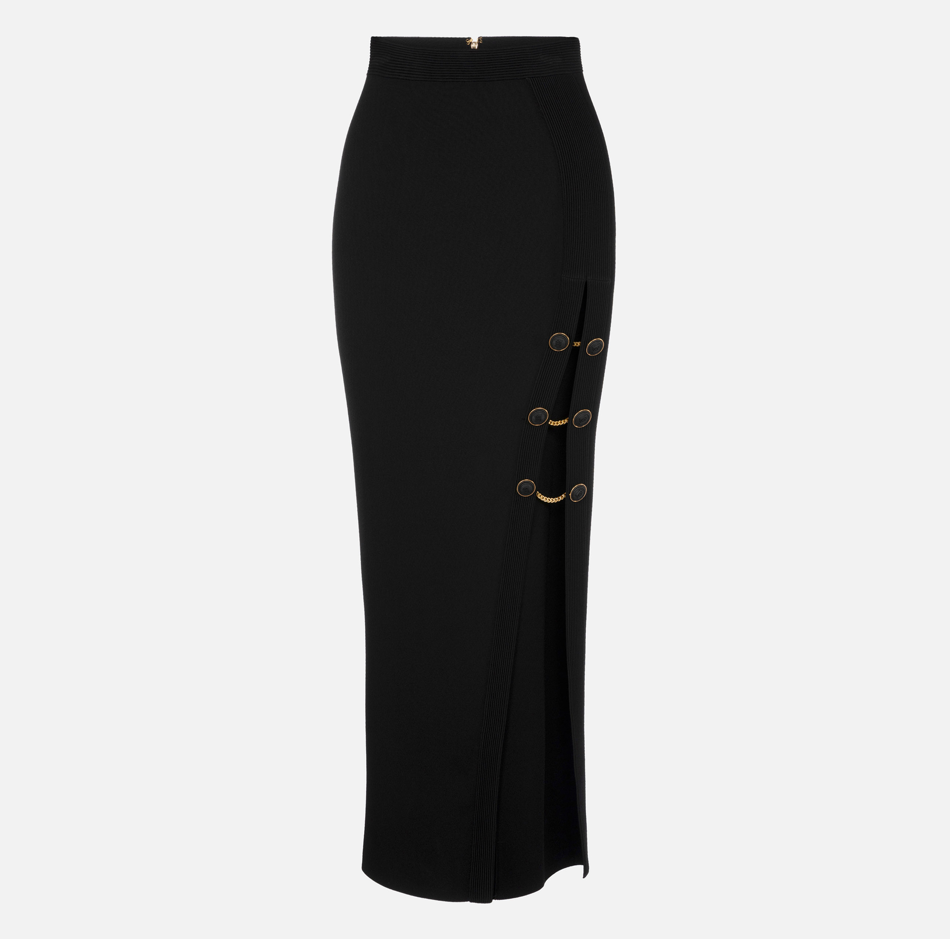Shiny viscose long dress with cufflink buttons - Elisabetta Franchi® Outlet