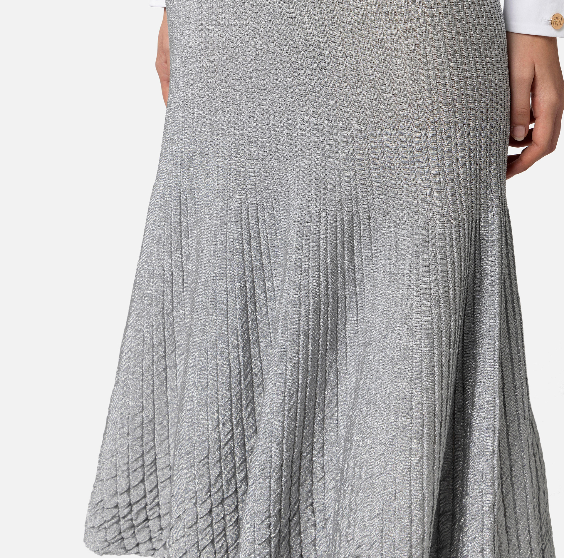 Gonna midi in viscosa metallizzata - Elisabetta Franchi® Outlet