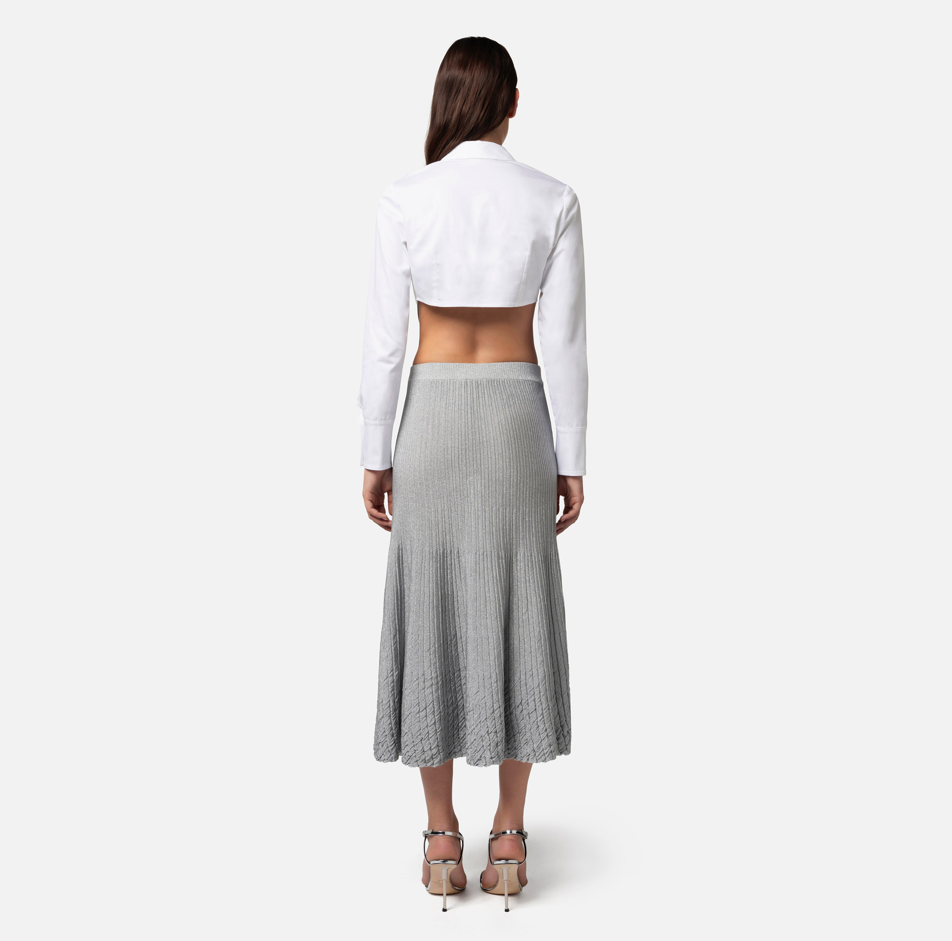 Gonna midi in viscosa metallizzata - Elisabetta Franchi® Outlet