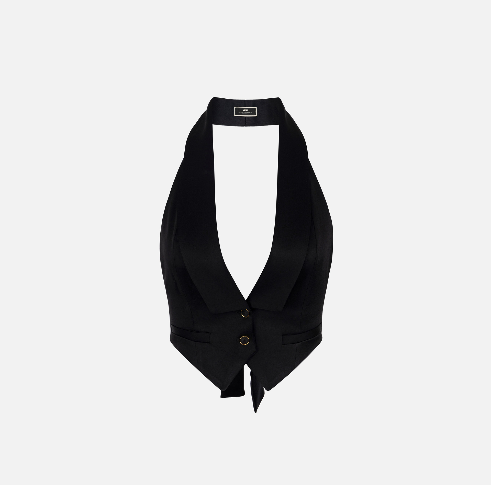 Gilet smoking en satin avec ceinture à nouer - Elisabetta Franchi® Outlet