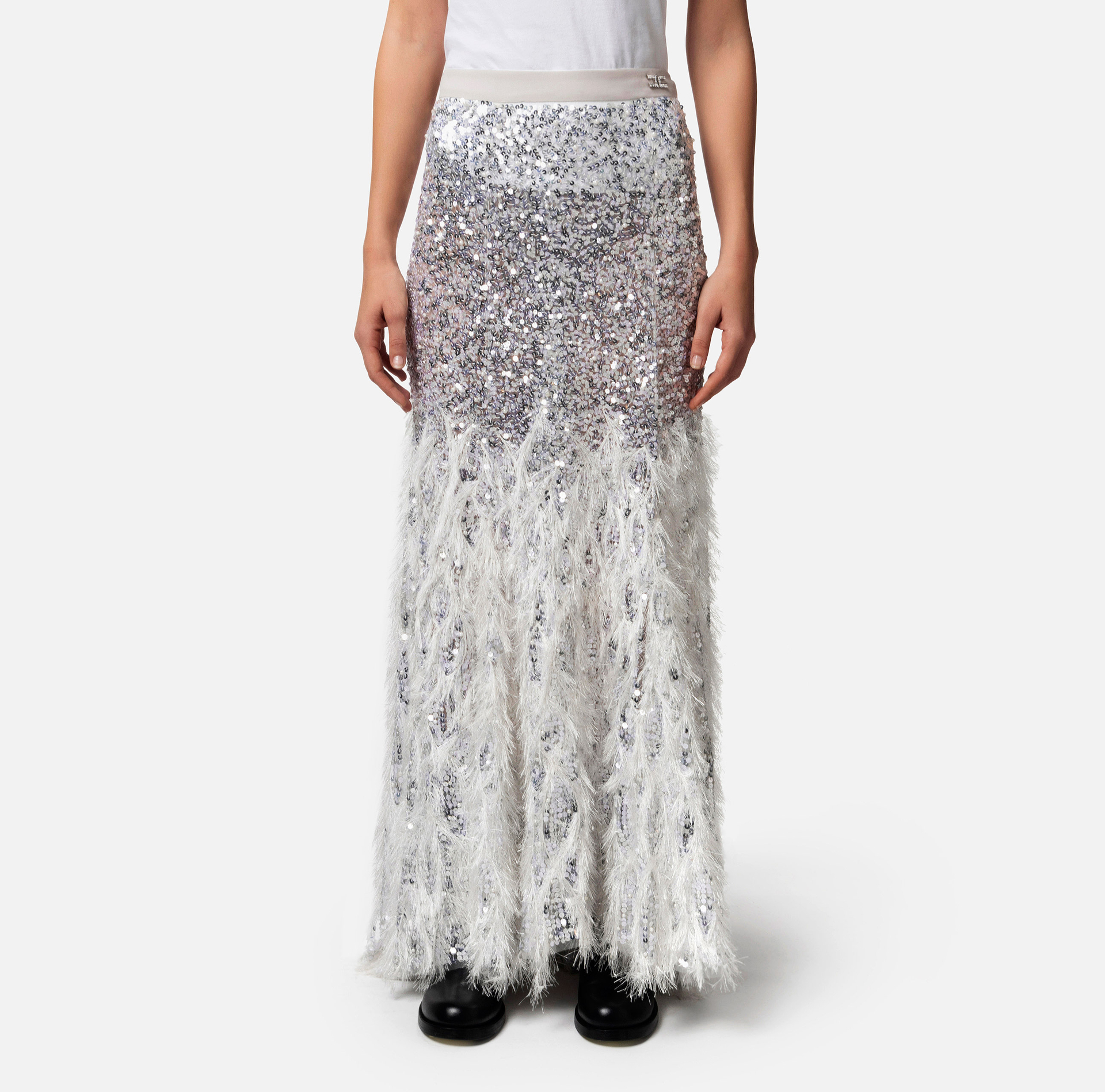 Embroidered long skirt in tulle fabric - Elisabetta Franchi® Outlet