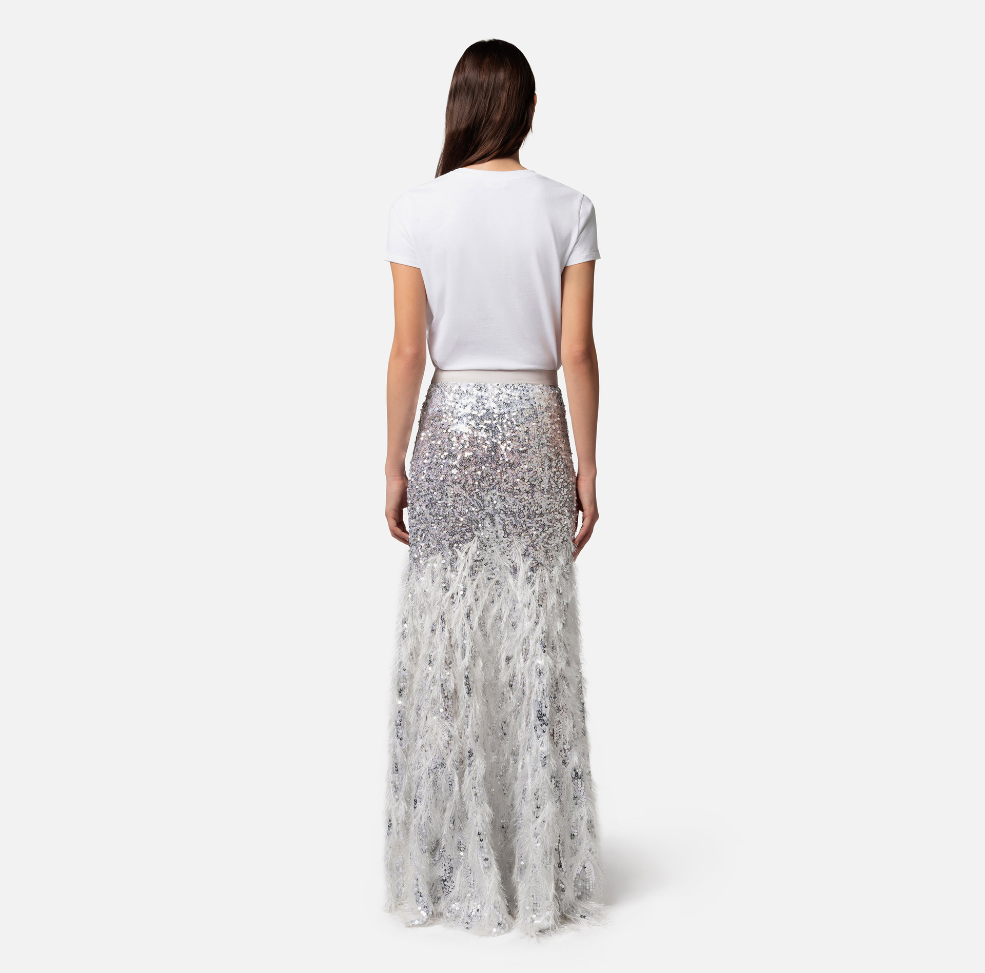 Embroidered long skirt in tulle fabric - Elisabetta Franchi® Outlet