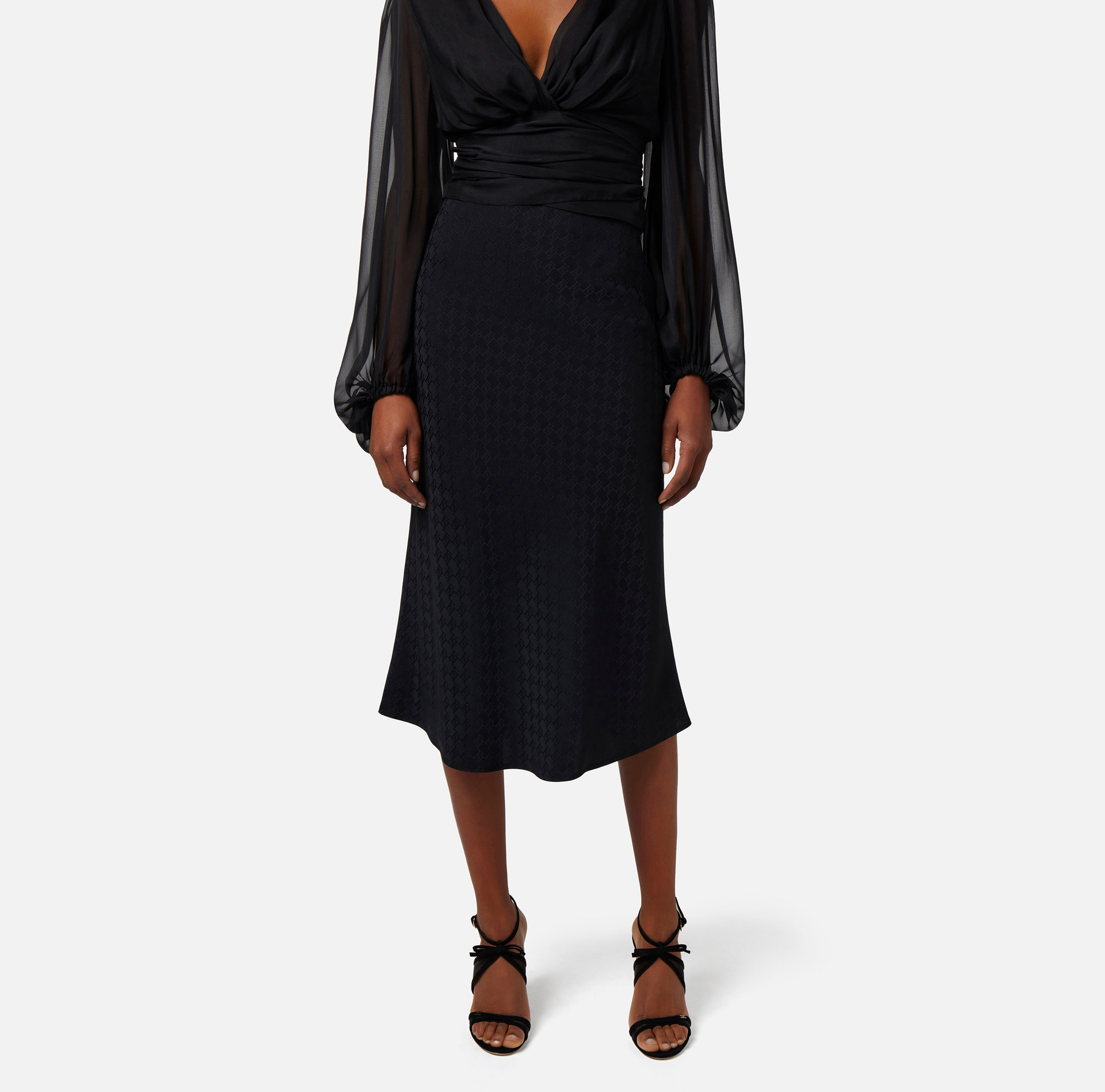 Gonna midi in viscosa jaquard - Elisabetta Franchi® Outlet