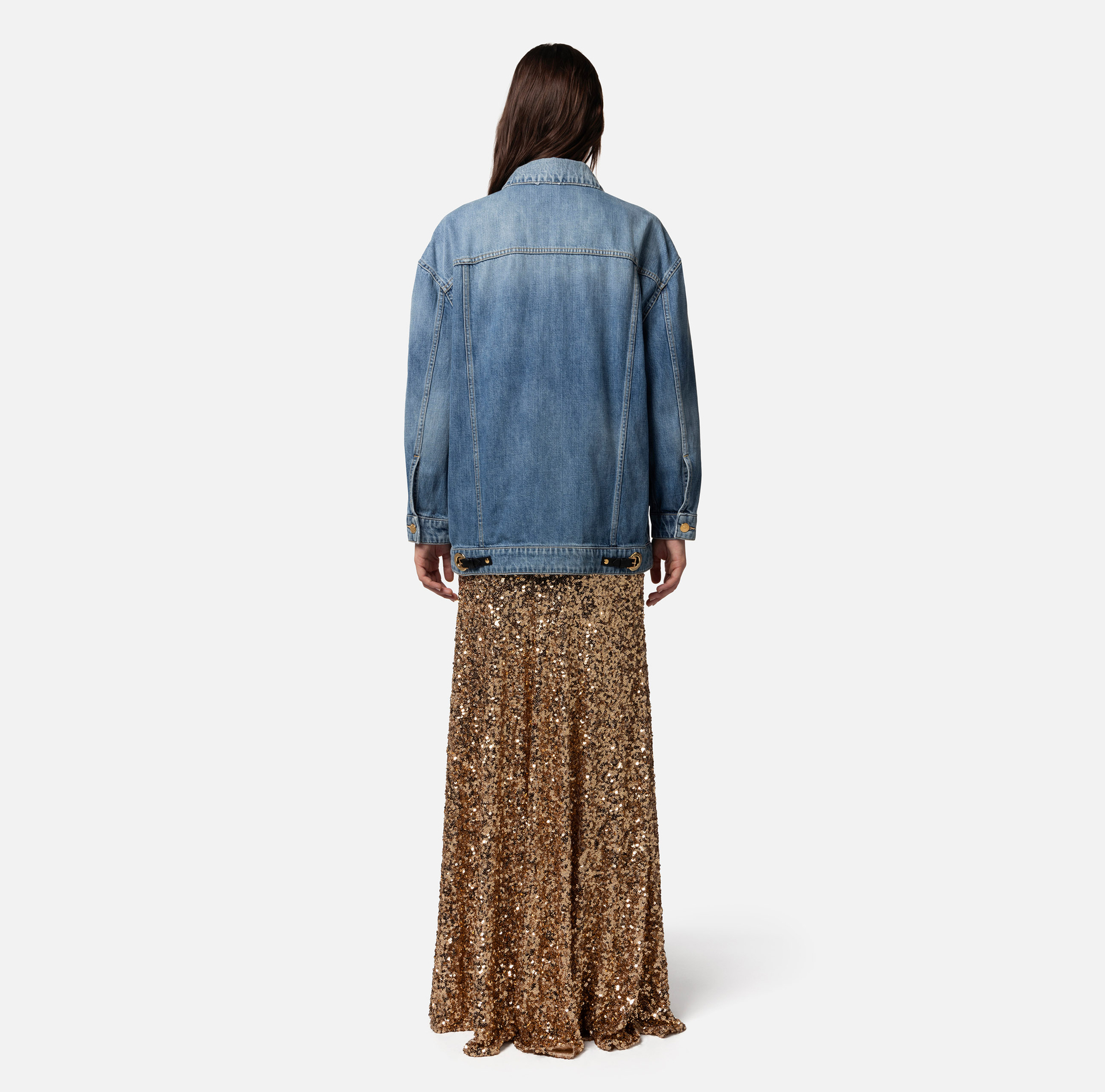 Langer Rock aus Tüll mit Pailletten - Elisabetta Franchi® Outlet