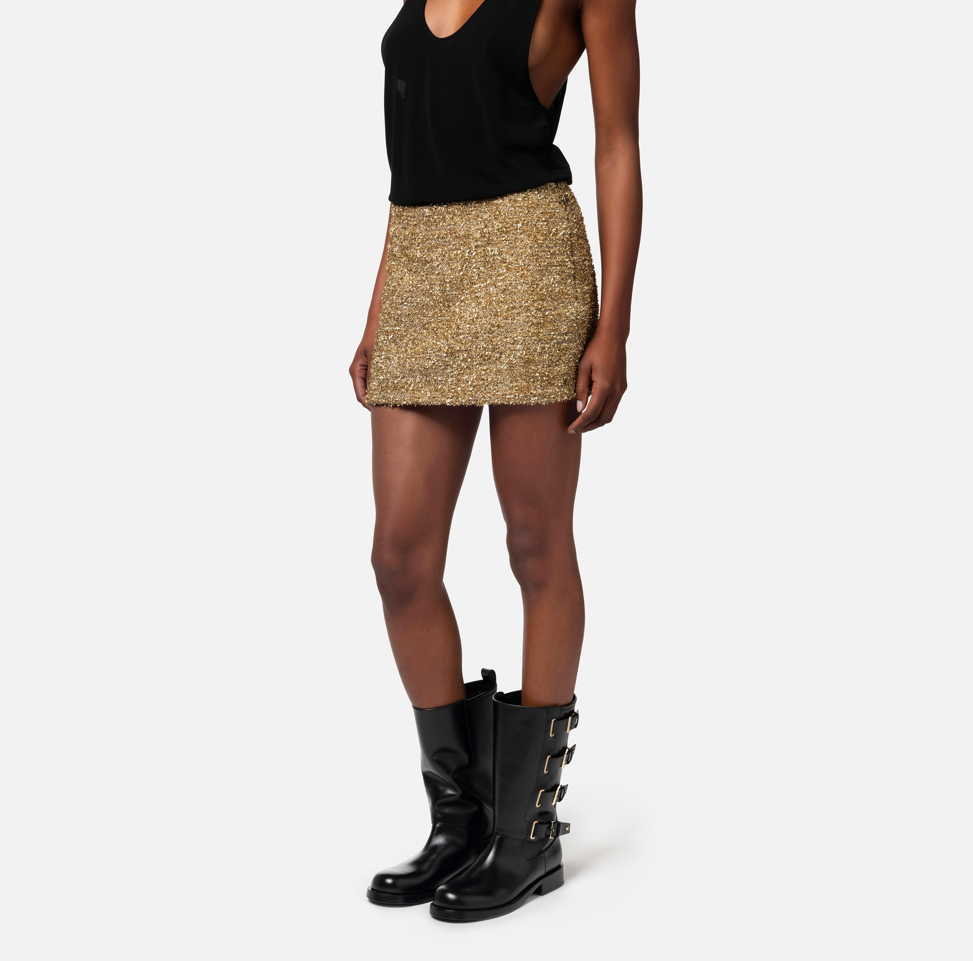 Lurex tweed miniskirt - Elisabetta Franchi® Outlet