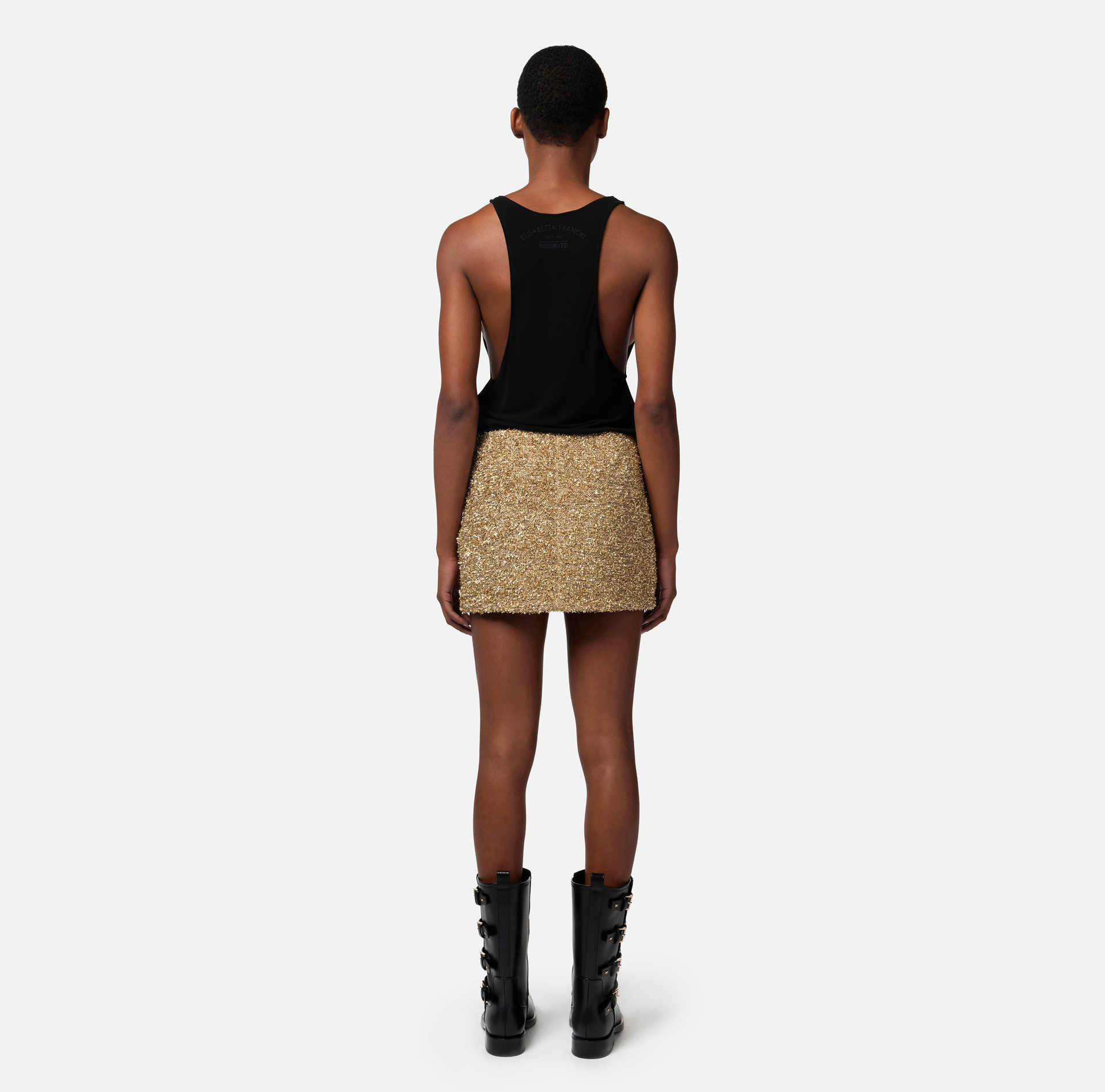 Lurex tweed miniskirt - Elisabetta Franchi® Outlet