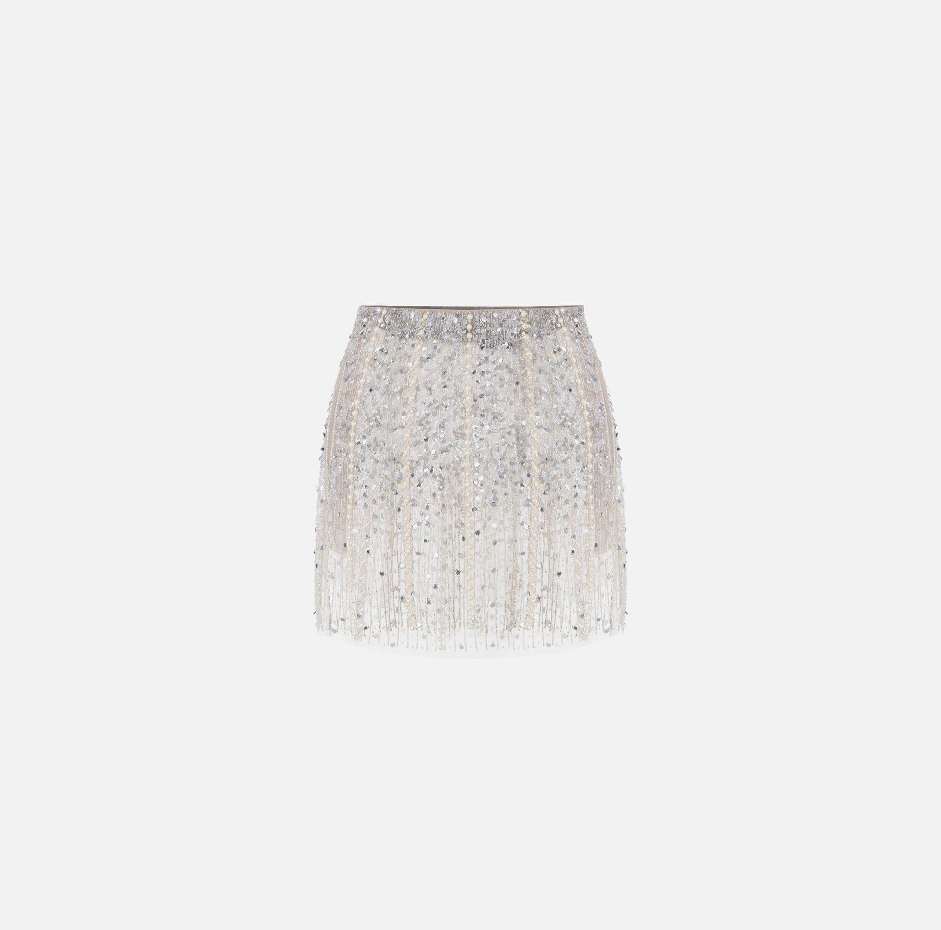 Miniskirt in embroidered tulle - Elisabetta Franchi® Outlet