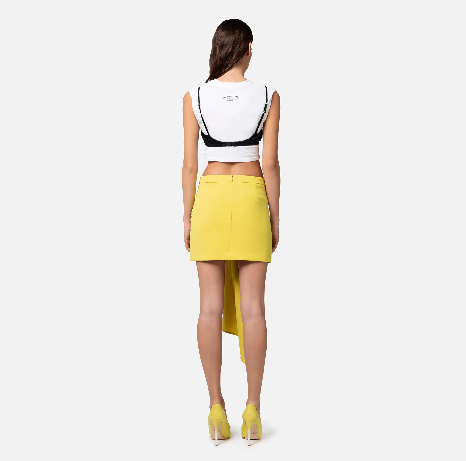 Mini-jupe en crêpe avec nœud - Elisabetta Franchi® Outlet