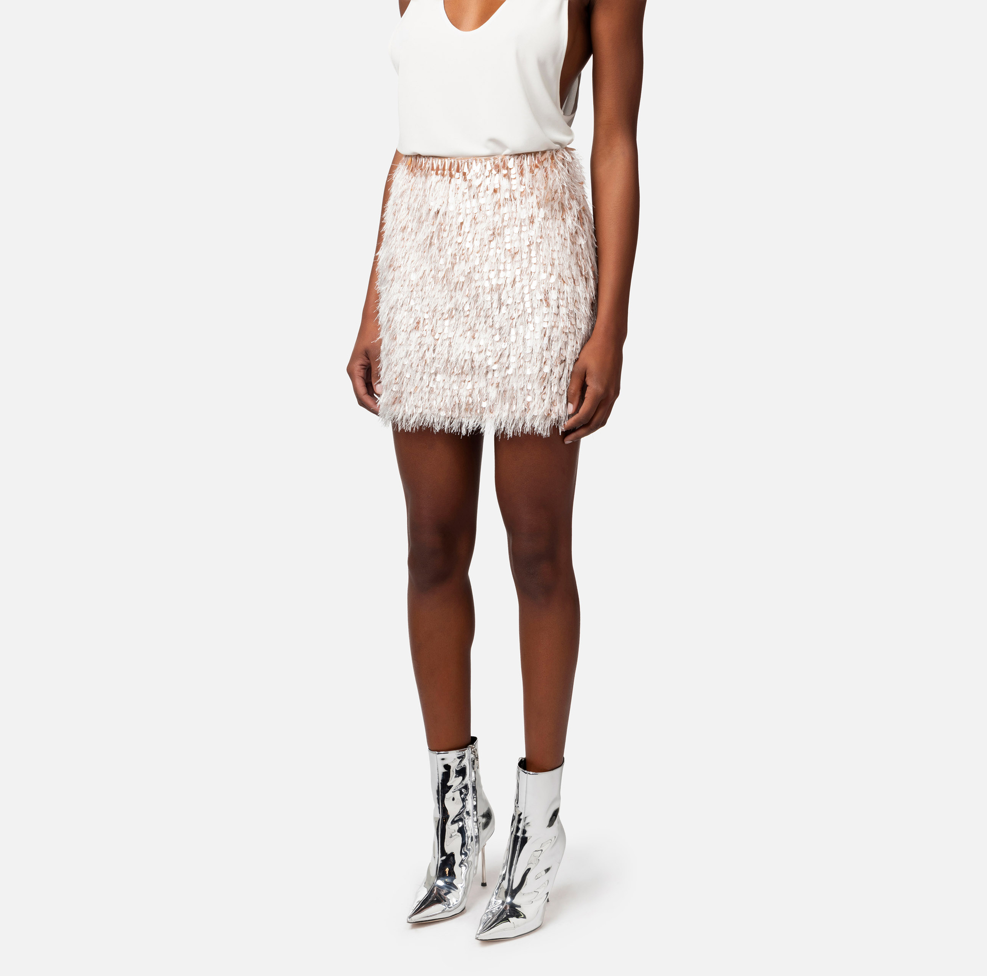 Frayed organza miniskirt - Elisabetta Franchi® Outlet