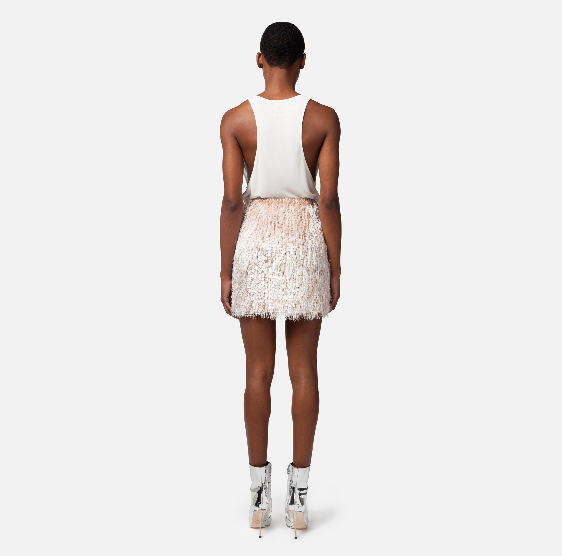Frayed organza miniskirt - Elisabetta Franchi® Outlet
