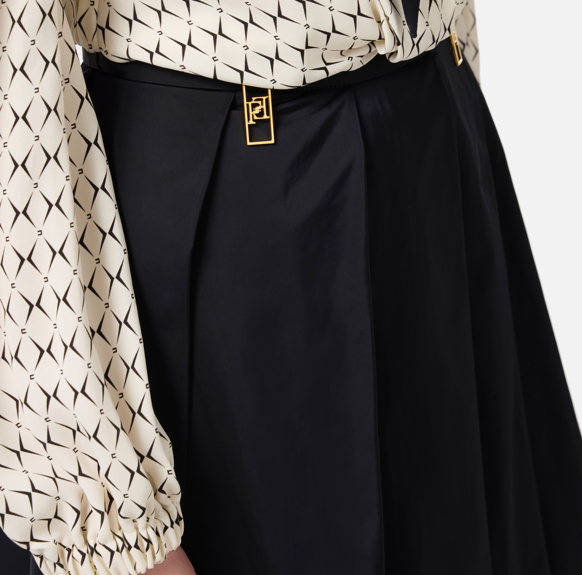 Pleated miniskirt in technical nylon with zip | Elisabetta Franchi® Outlet