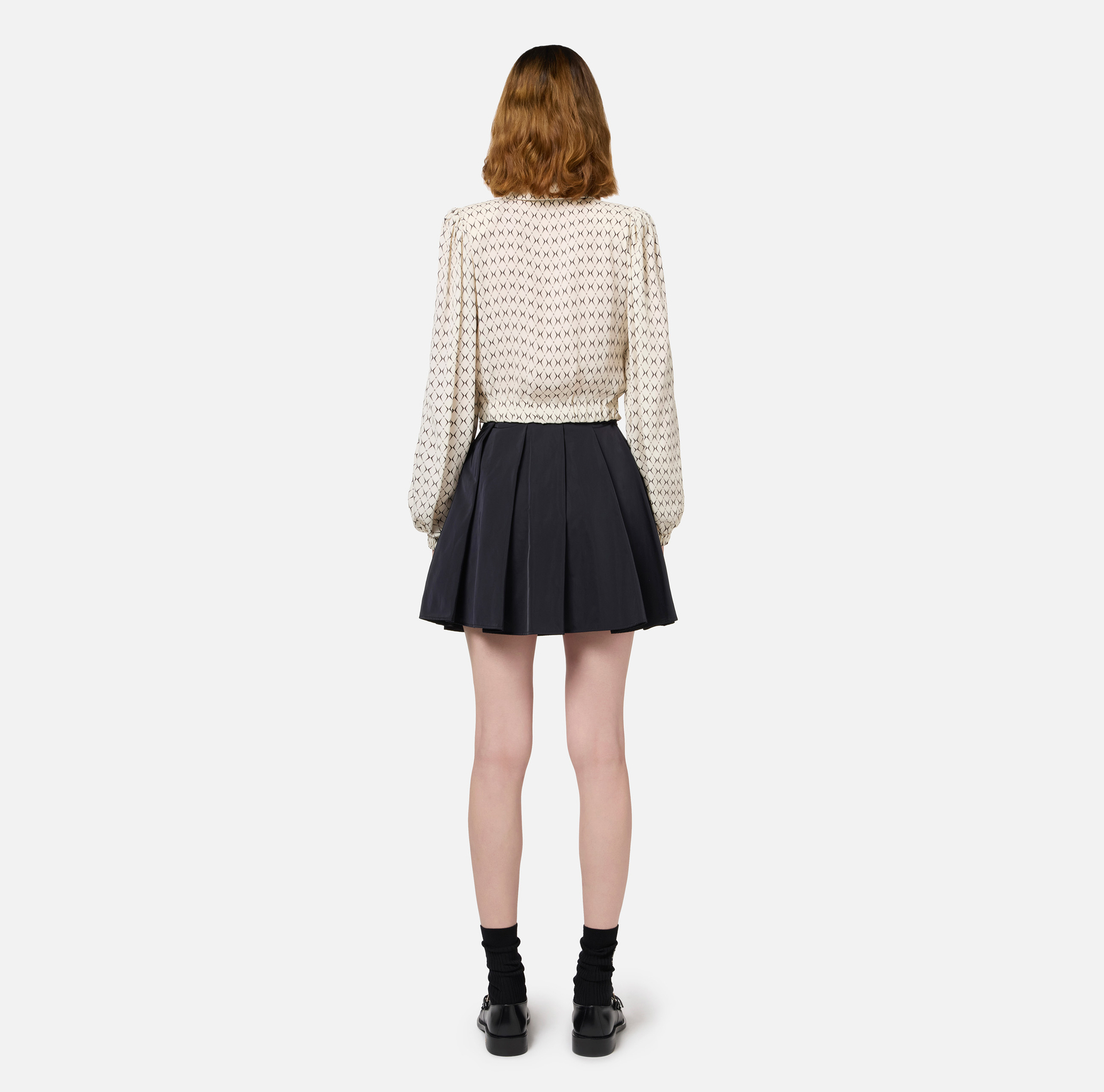 Pleated miniskirt in technical nylon with zip | Elisabetta Franchi® Outlet