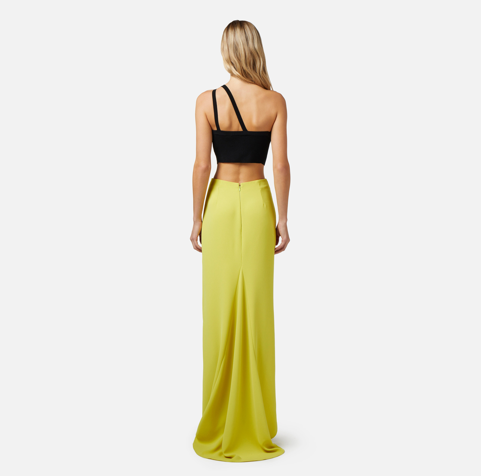 Crêpe long skirt with drape - Elisabetta Franchi® Outlet