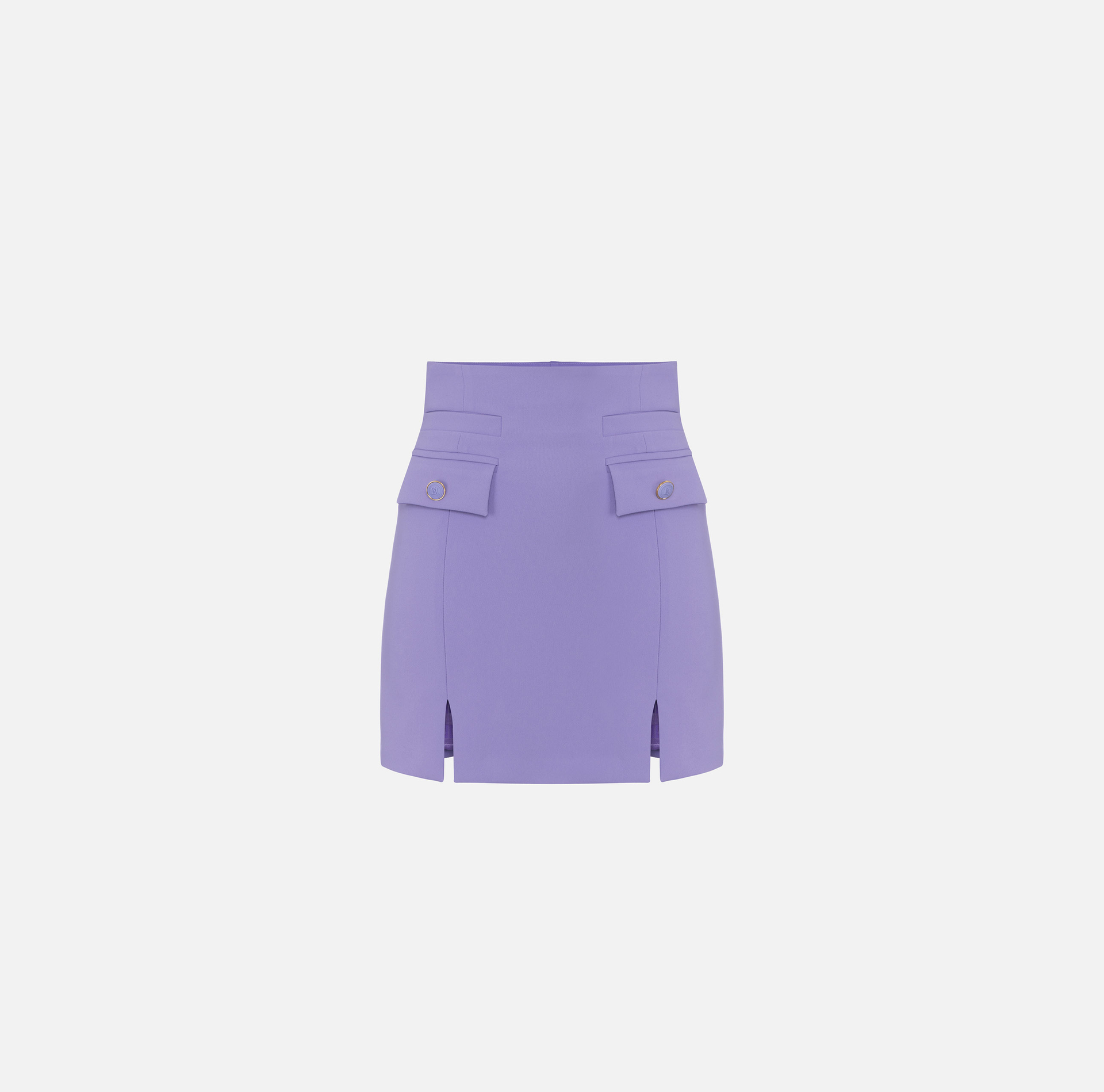 Mini-jupe taille haute en crêpe avec rabats - Elisabetta Franchi® Outlet