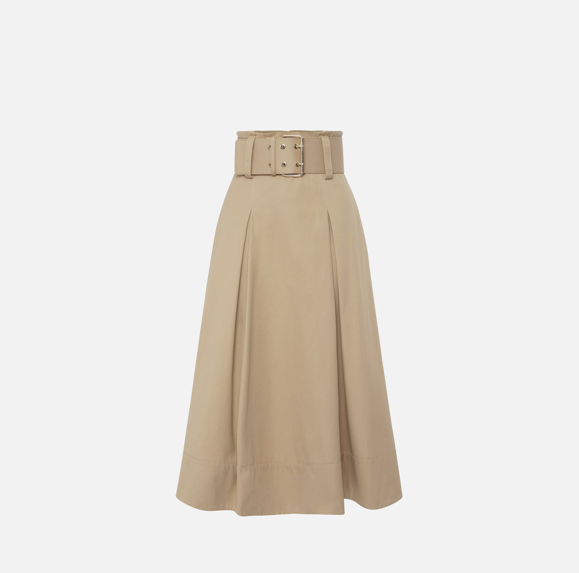 Stretch cotton midi skirt with belt - Elisabetta Franchi® Outlet