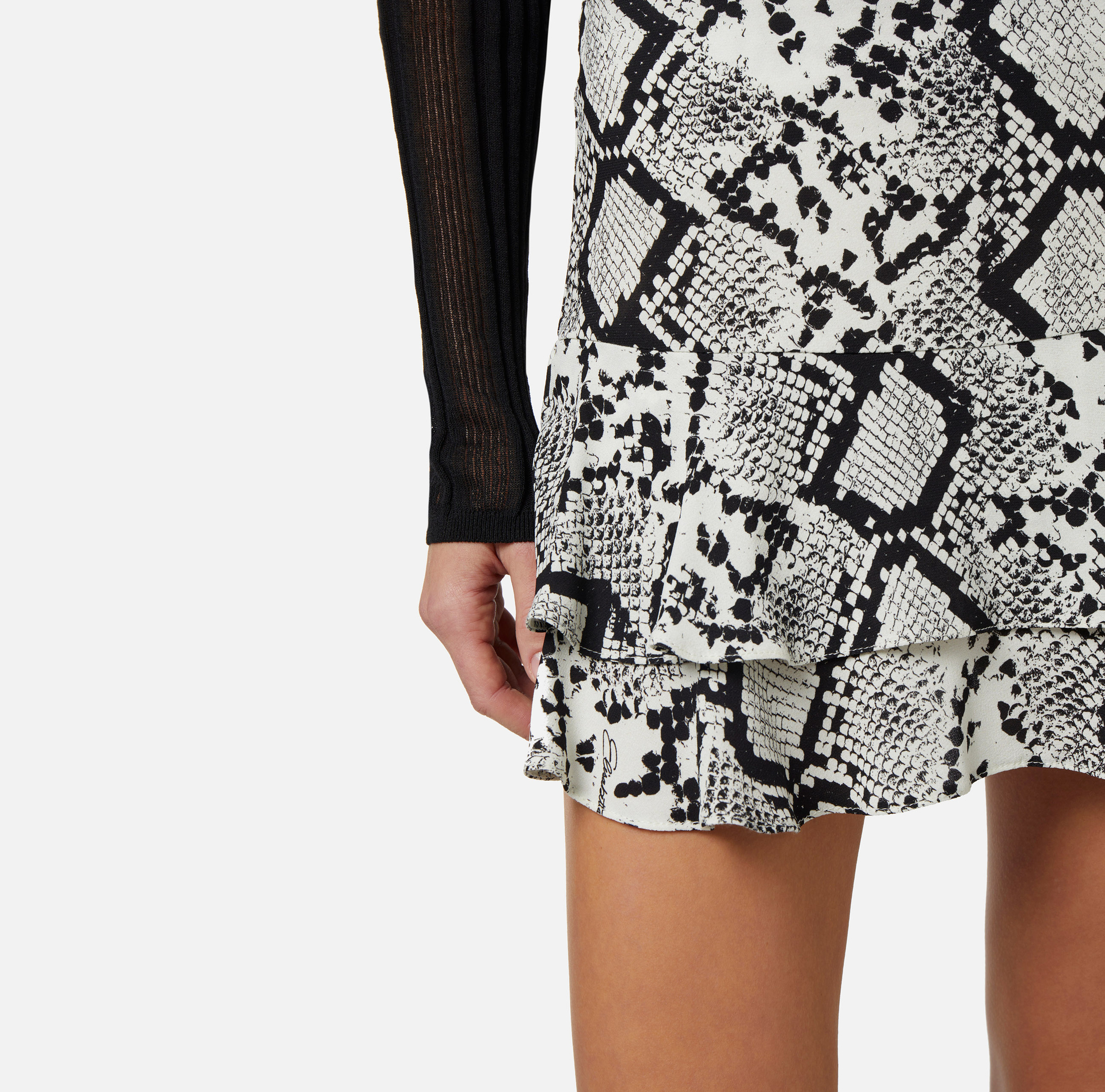 Miniskirt in viscose georgette fabric with python print - Elisabetta Franchi® Outlet