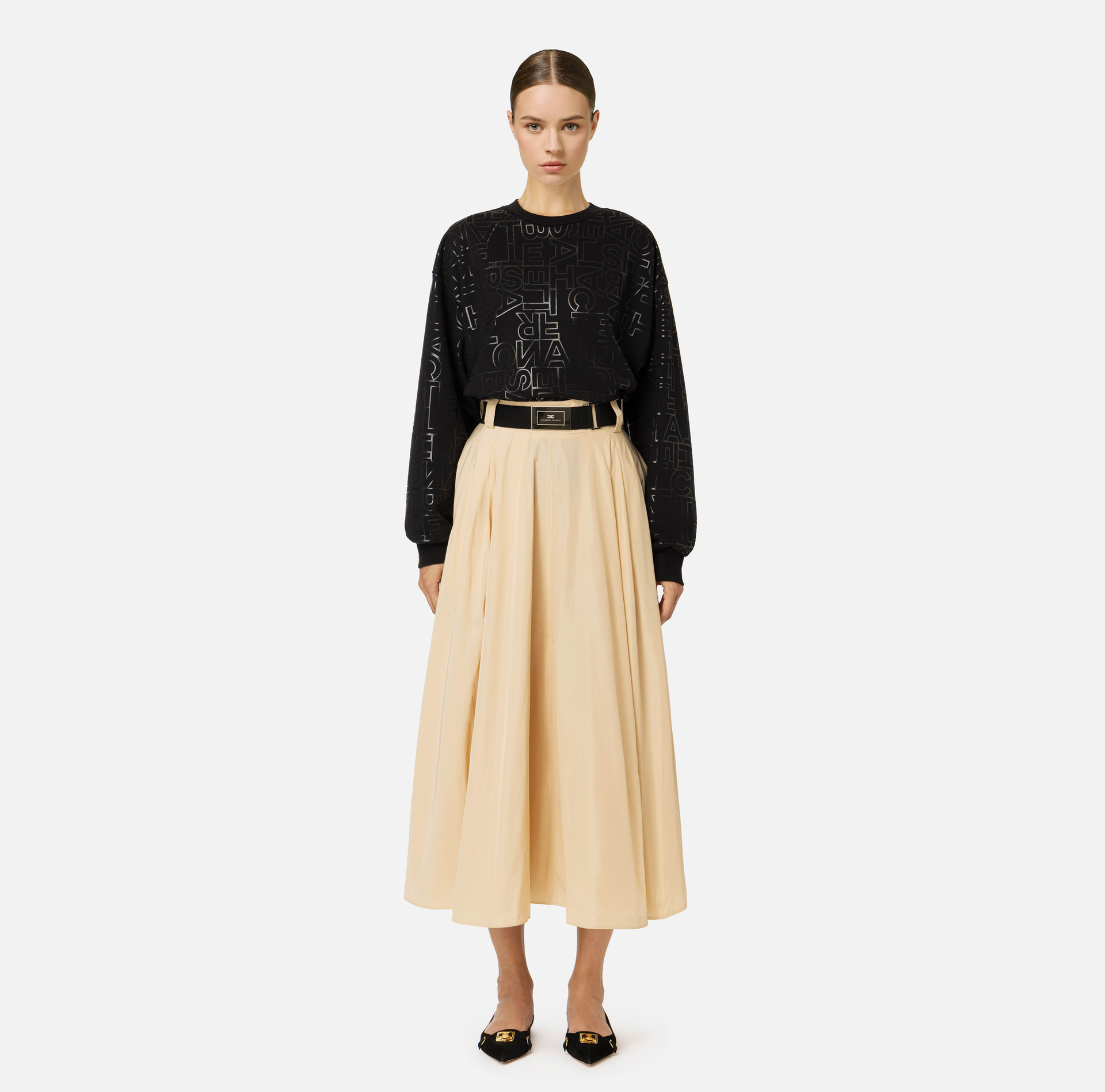 Jupe corolle en nylon technique léger | Elisabetta Franchi® Outlet