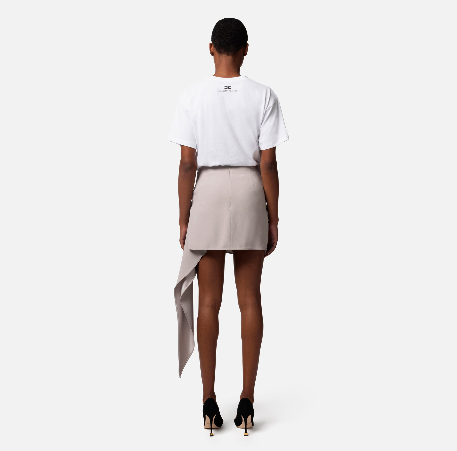 Mini-jupe en crêpe avec drapé - Elisabetta Franchi® Outlet
