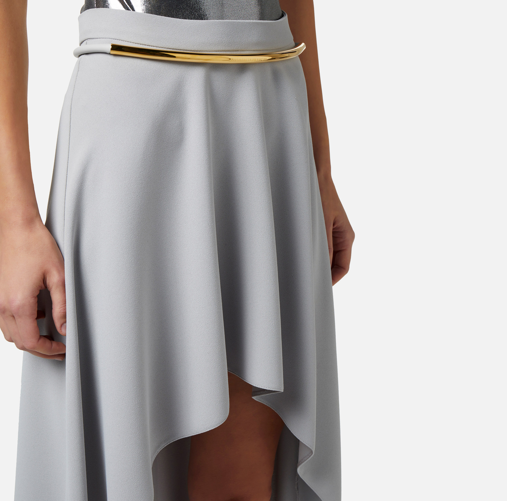 Asymmetric midi skirt in crêpe fabric - Elisabetta Franchi® Outlet