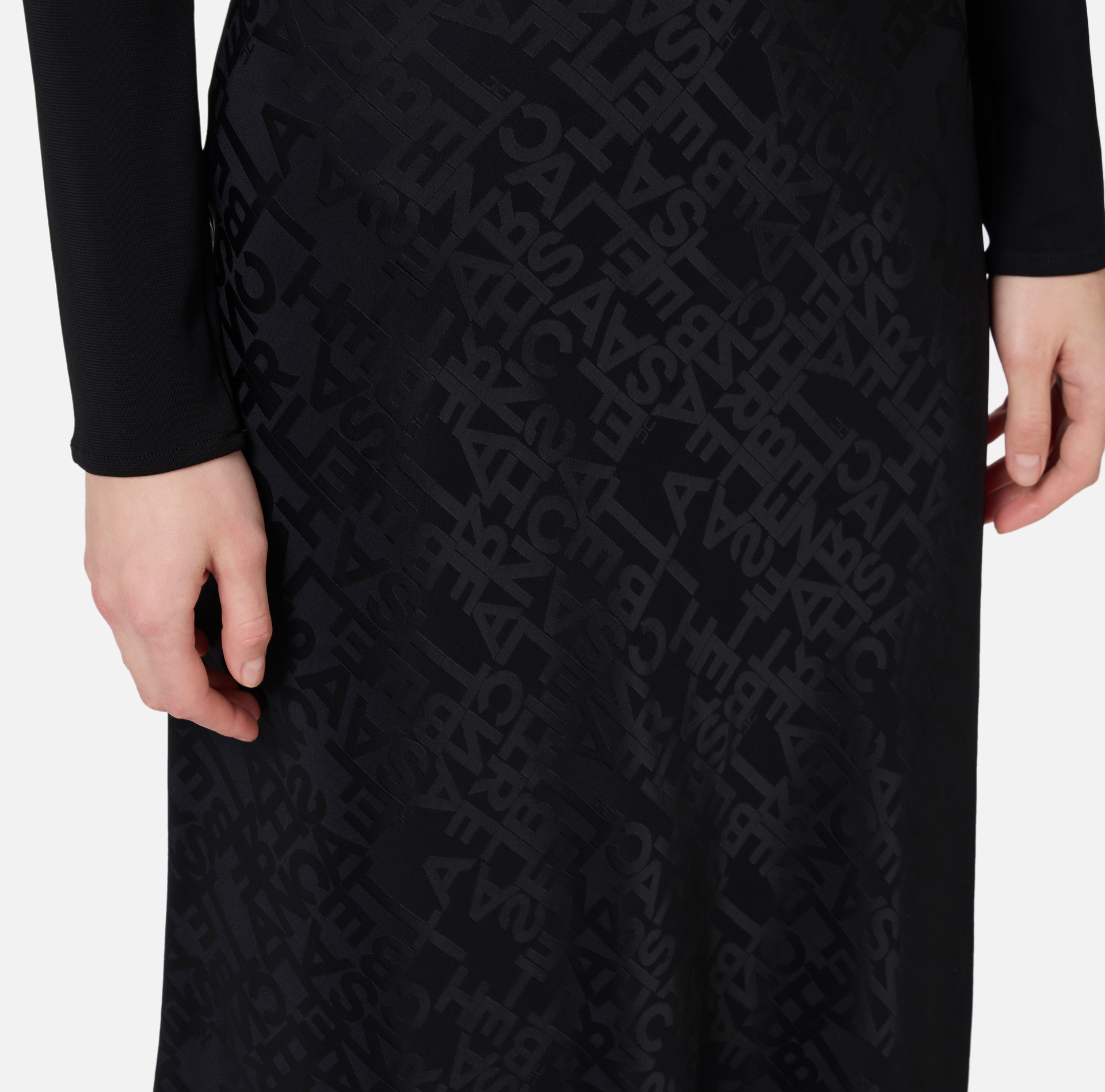 Gonna midi in crêpe jaquard lettering - Elisabetta Franchi® Outlet