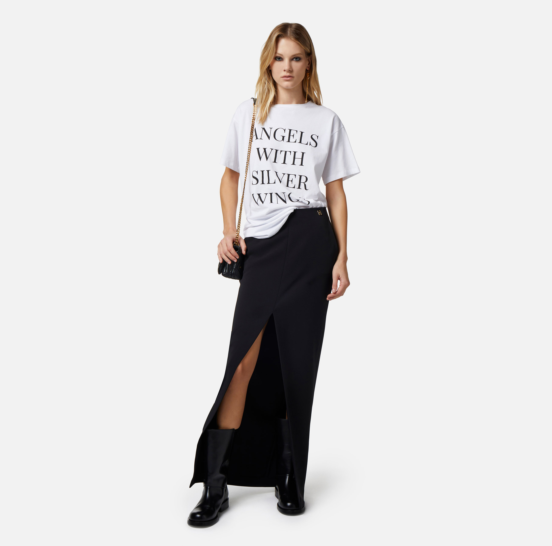 Longue jupe en crêpe fluide - Elisabetta Franchi® Outlet