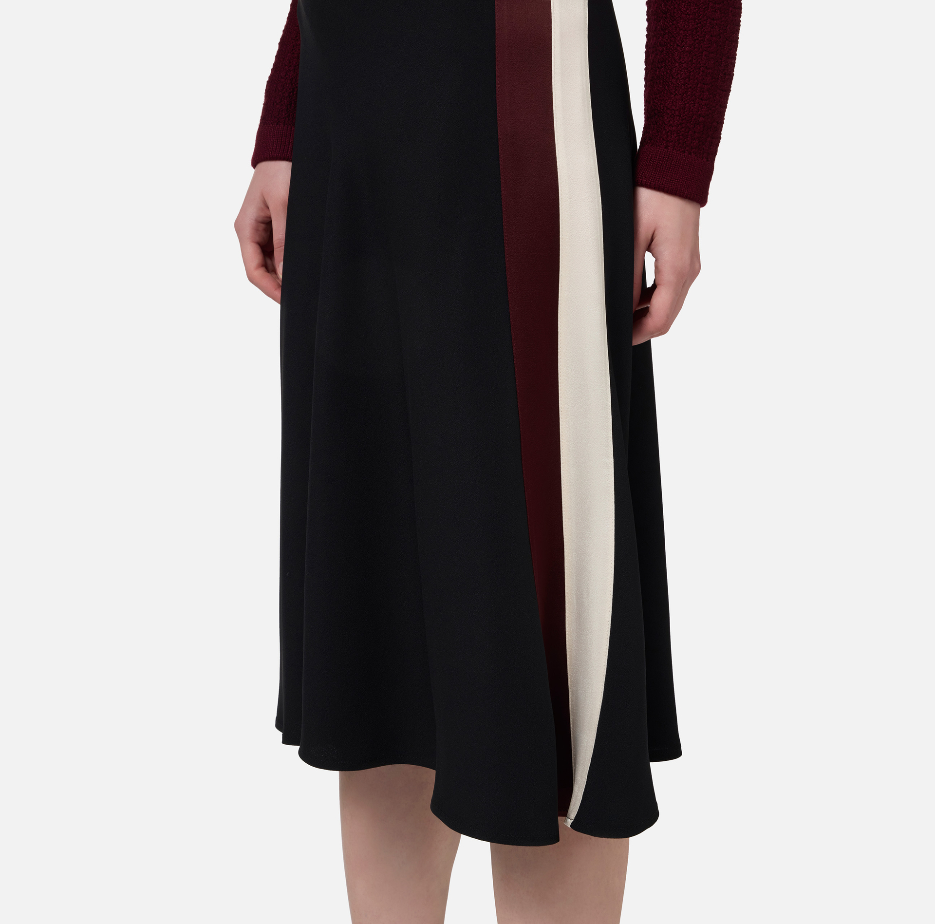 Midi-Rock aus Satin-Crêpe mit Seiten - Elisabetta Franchi® Outlet