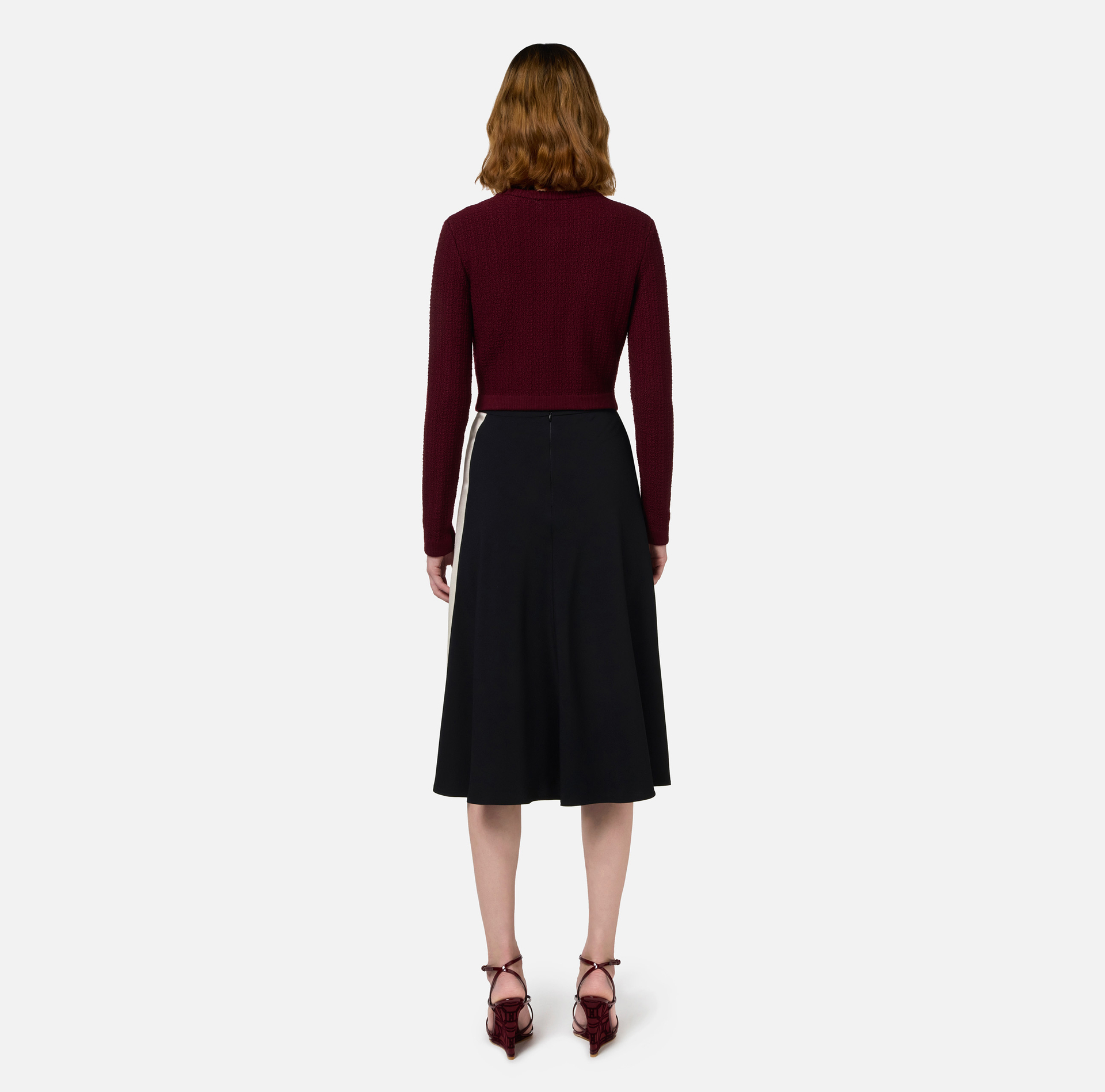 Midi-Rock aus Satin-Crêpe mit Seiten - Elisabetta Franchi® Outlet